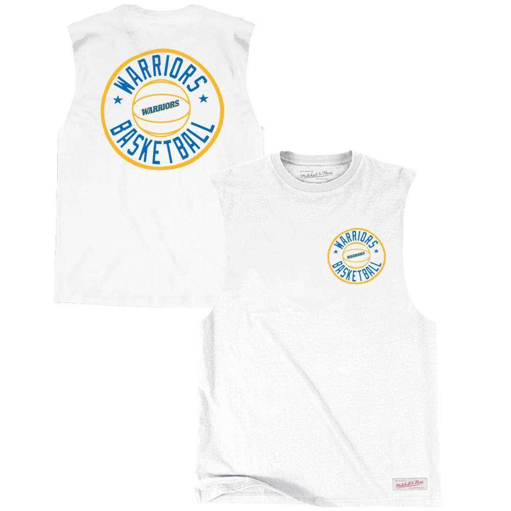 Mitchell And Ness T-Shirts Golden State Warriors Mitchell & Ness NBA Full Circle Muscle T-Shirt - White