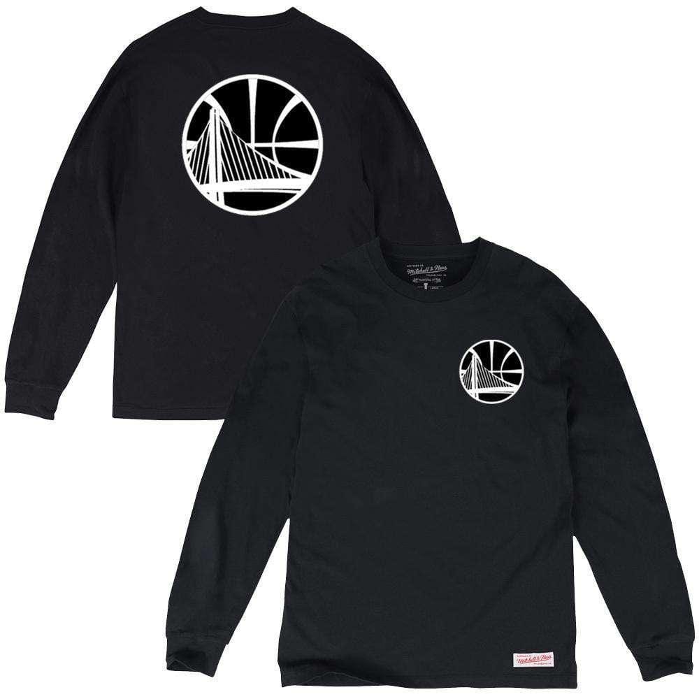 Mitchell And Ness Long Sleeve Tees Golden State Warriors Mitchell & Ness NBA Mono Logo T-Shirt - Black