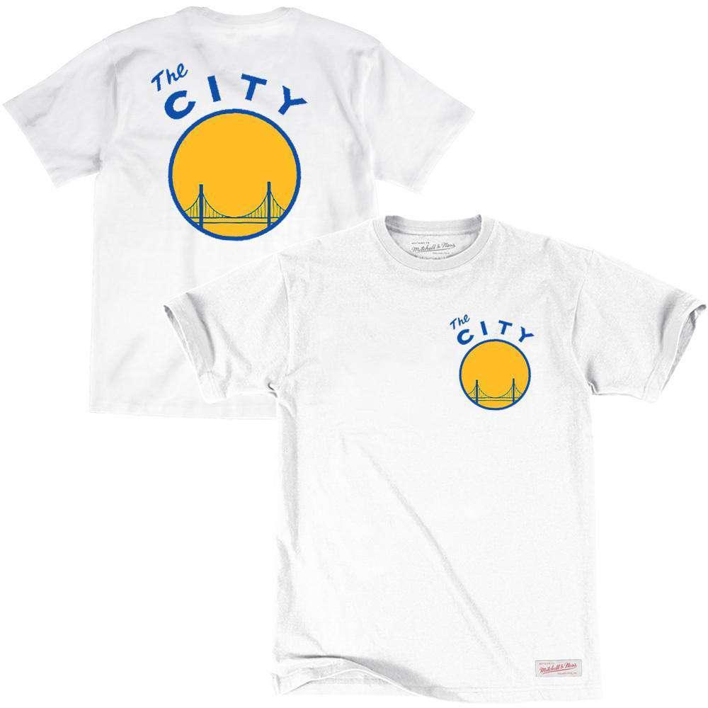 Mitchell And Ness T-Shirts Golden State Warriors Mitchell & Ness NBA Triple Double HWC T-Shirt - White