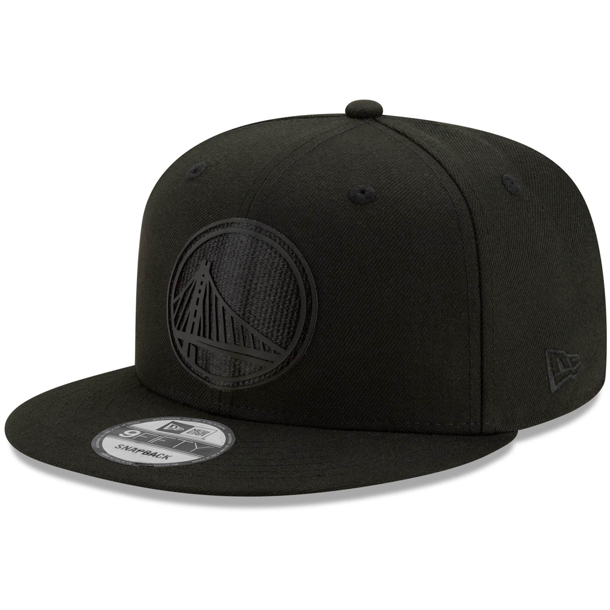 New Era Caps Golden State Warriors New Era NBA 2020 Black On Black Back Half 9FIFTY Snapback Hat