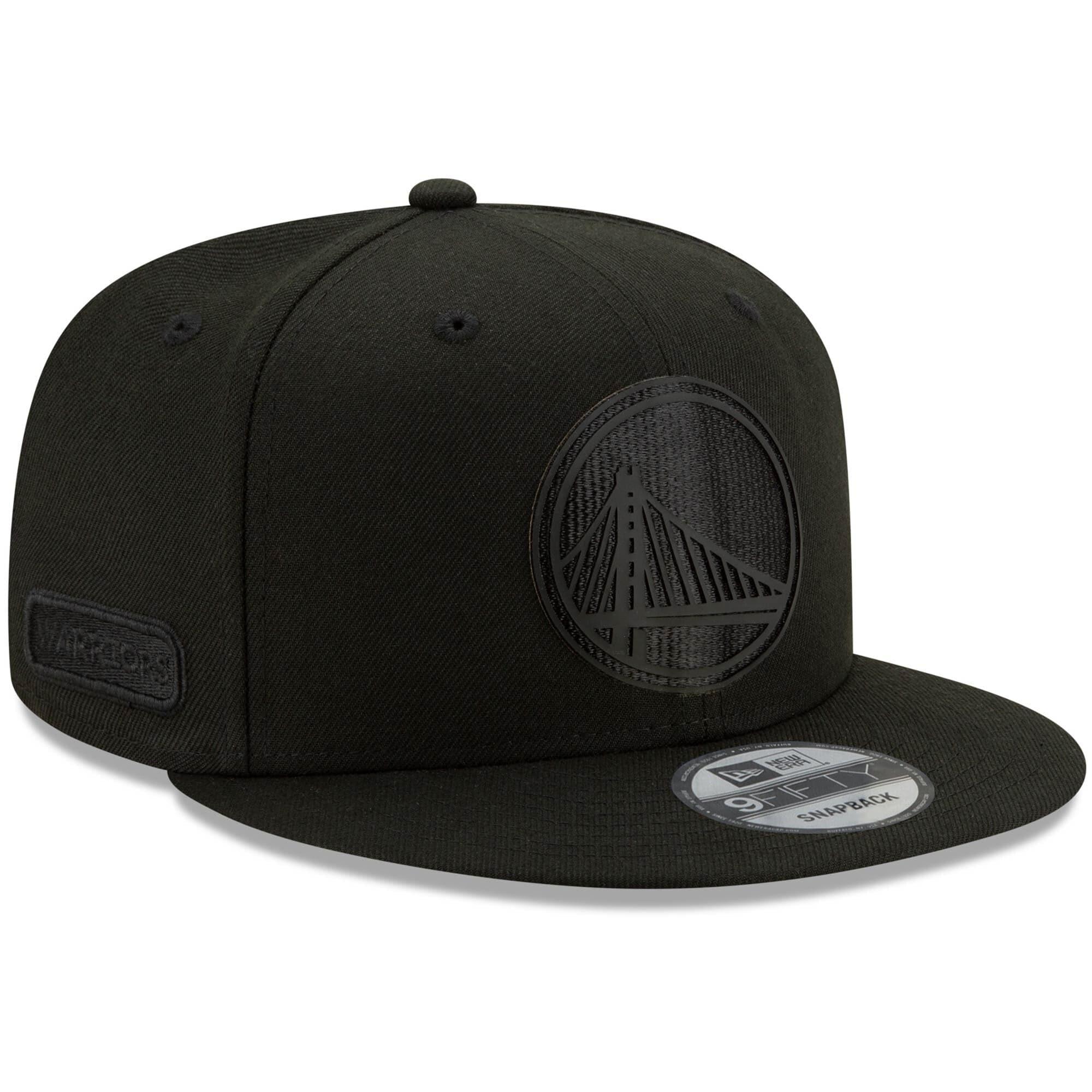 New Era Caps Golden State Warriors New Era NBA 2020 Black On Black Back Half 9FIFTY Snapback Hat