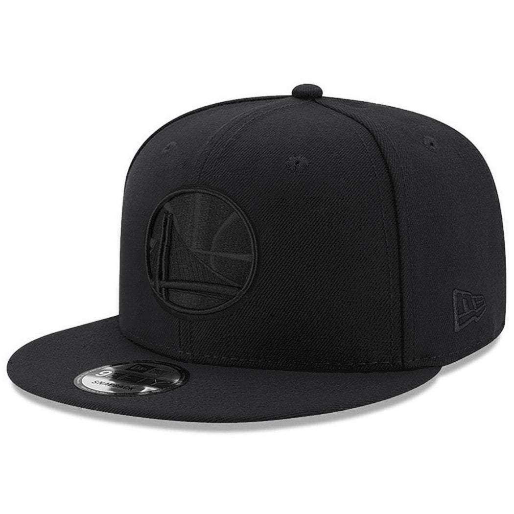 New Era Caps Golden State Warriors New Era NBA Black On Black 9FIFTY Snapback Hat
