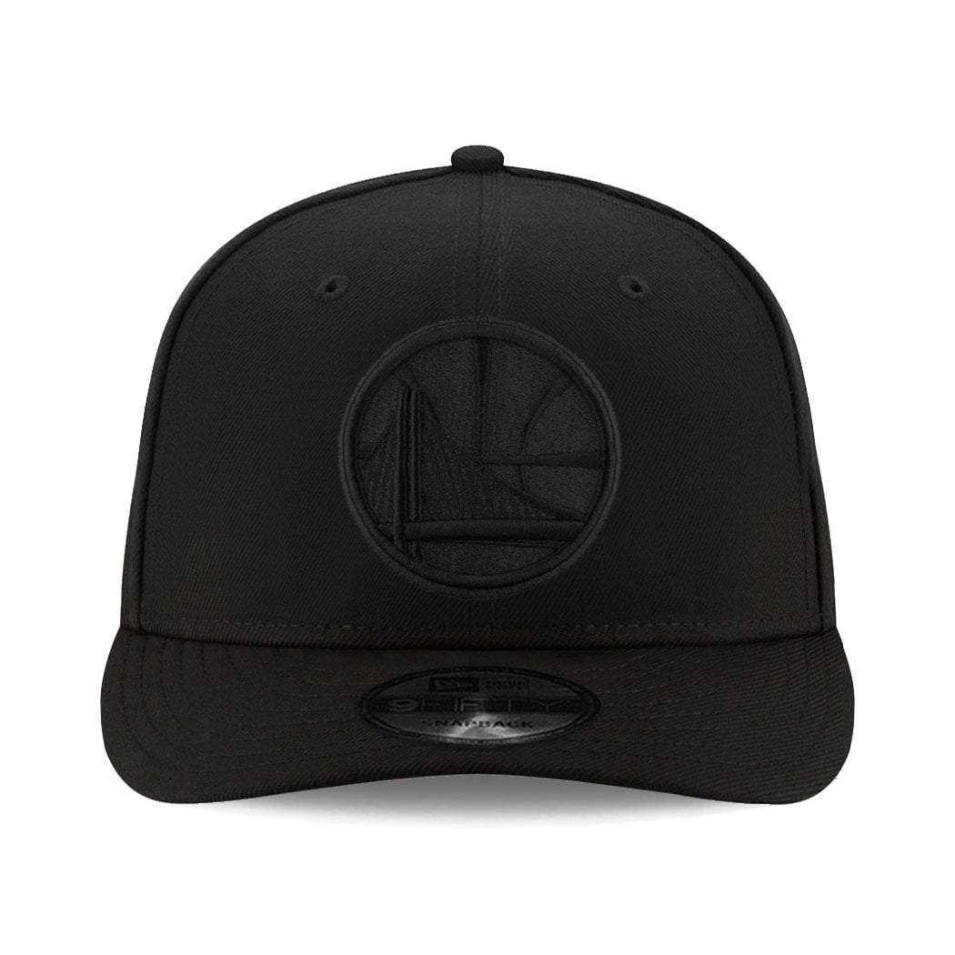 New Era Caps Golden State Warriors New Era NBA Pre-Curved Black On Black 9FIFTY Snapback Hat