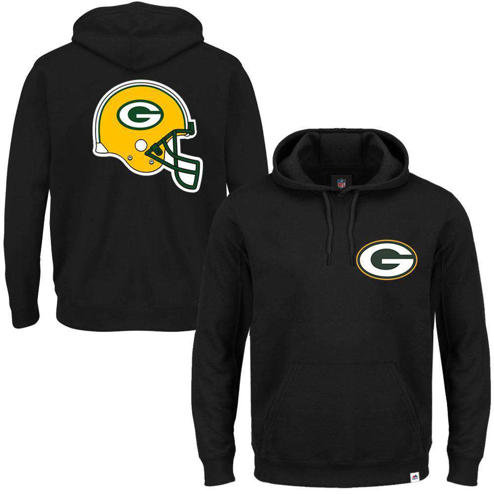 Majestic Athletic Jumpers Green Bay Packers Majestic NFL Helmet Logo Hoodie Jumper - Black