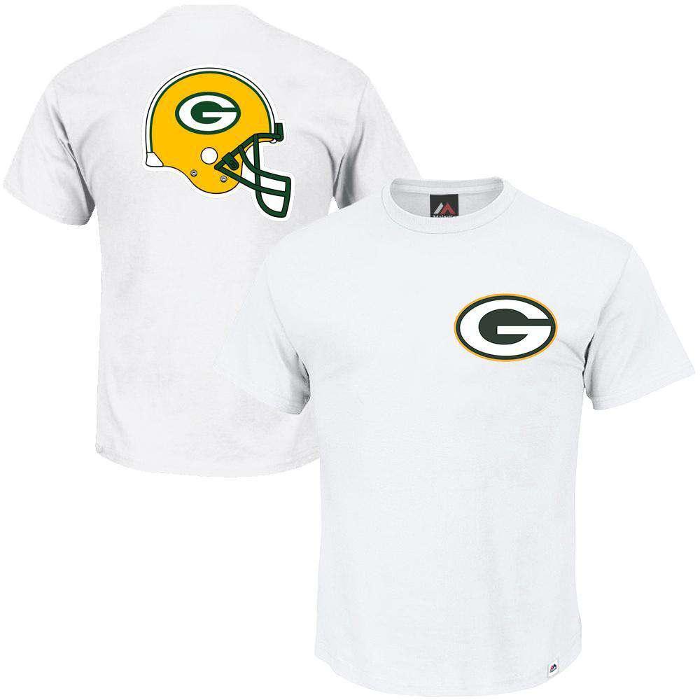 Majestic Athletic T-Shirts S Green Bay Packers Majestic NFL Helmet Logo T-Shirt - White