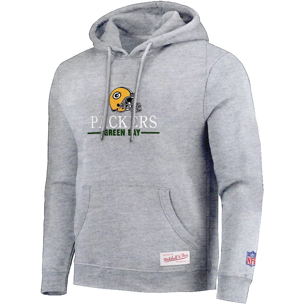Mitchell And Ness Jumpers Green Bay Packers Mitchell & Ness NFL Helmet Stack Vintage Hoodie Jumper - Grey Marle