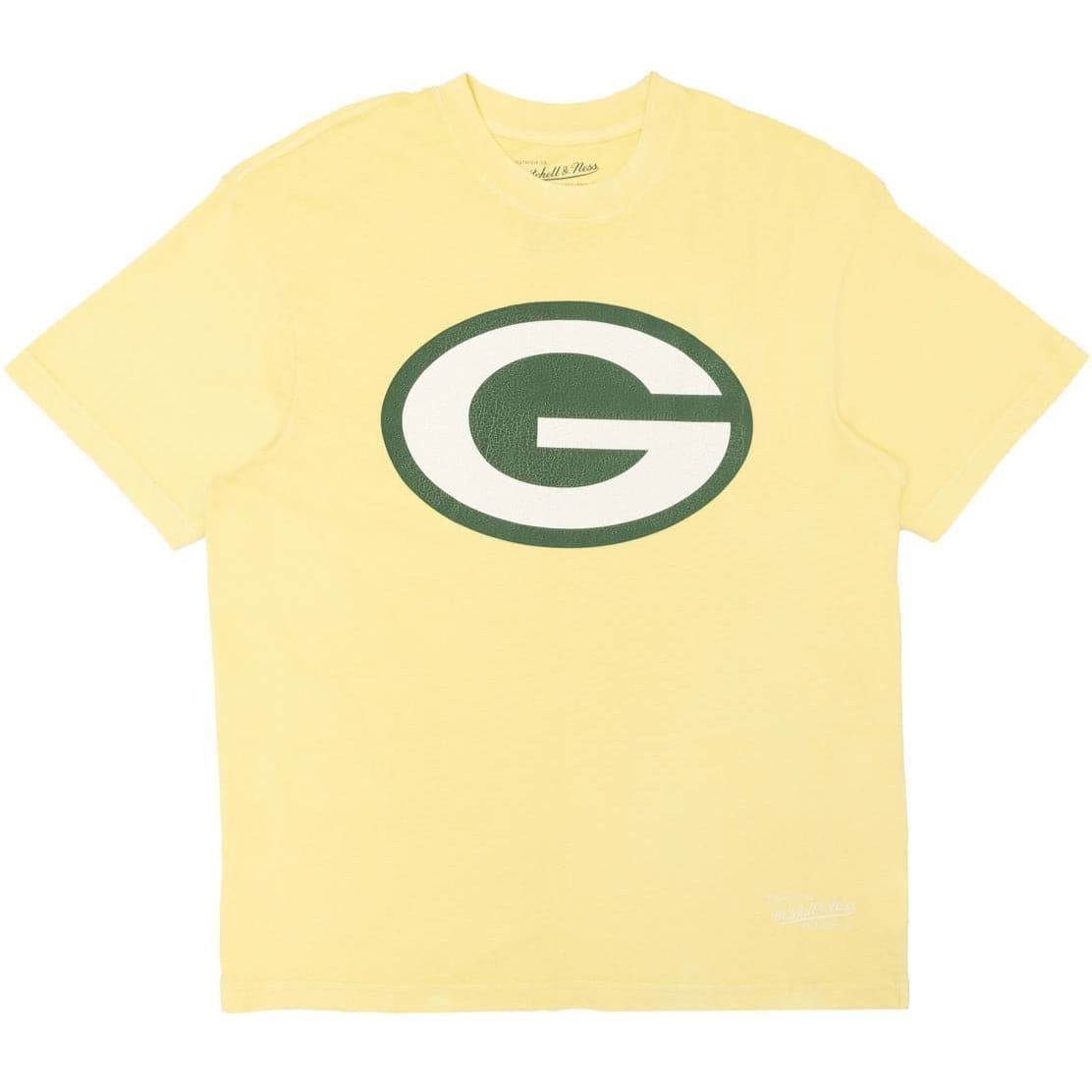 Mitchell And Ness T-Shirts Green Bay Packers Mitchell & Ness NFL Throwback Big Logo Vintage T-Shirt - Faded Yellow