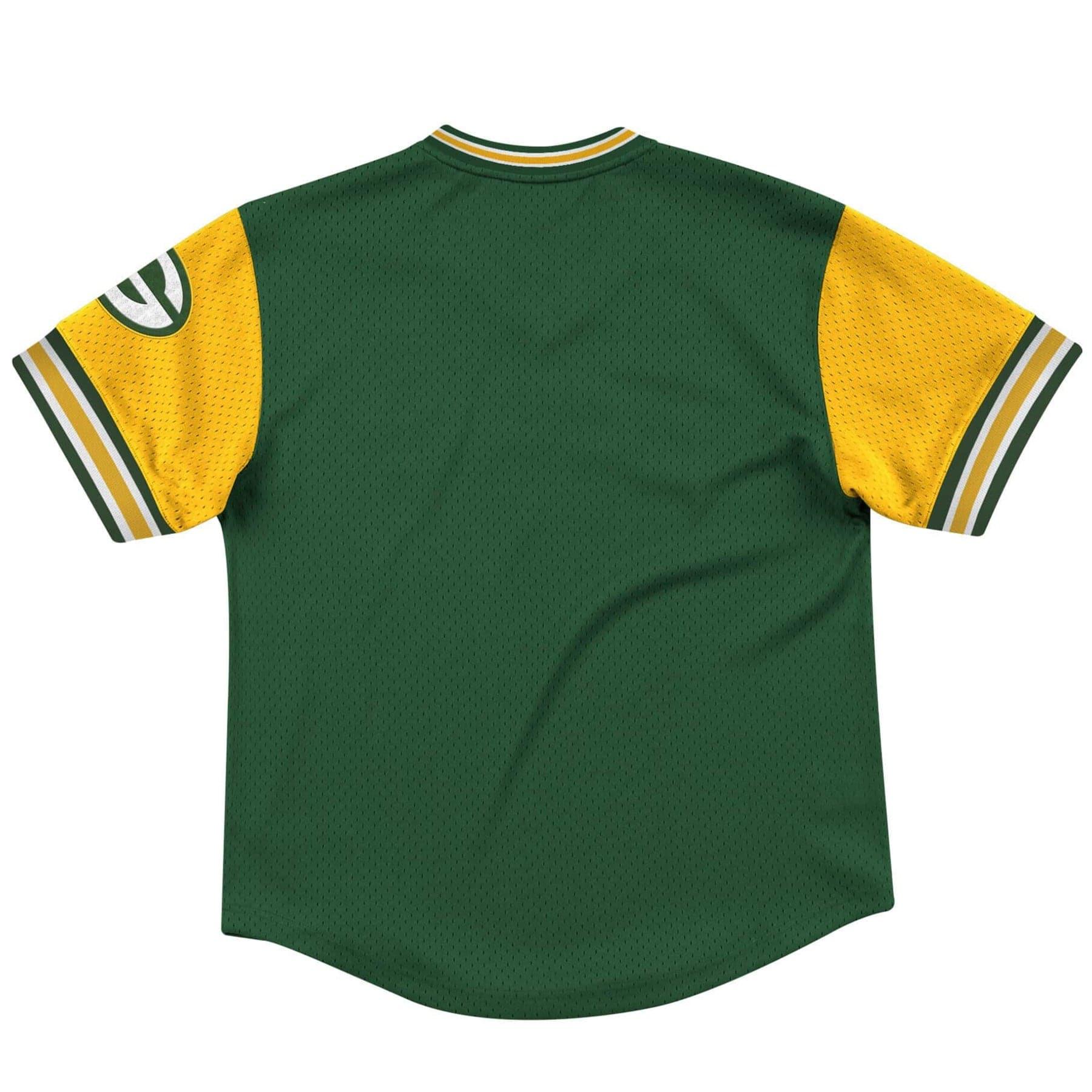 Mitchell And Ness T-Shirts Green Bay Packers Mitchell & Ness NFL Top Prospect Mesh V- Neck - Green