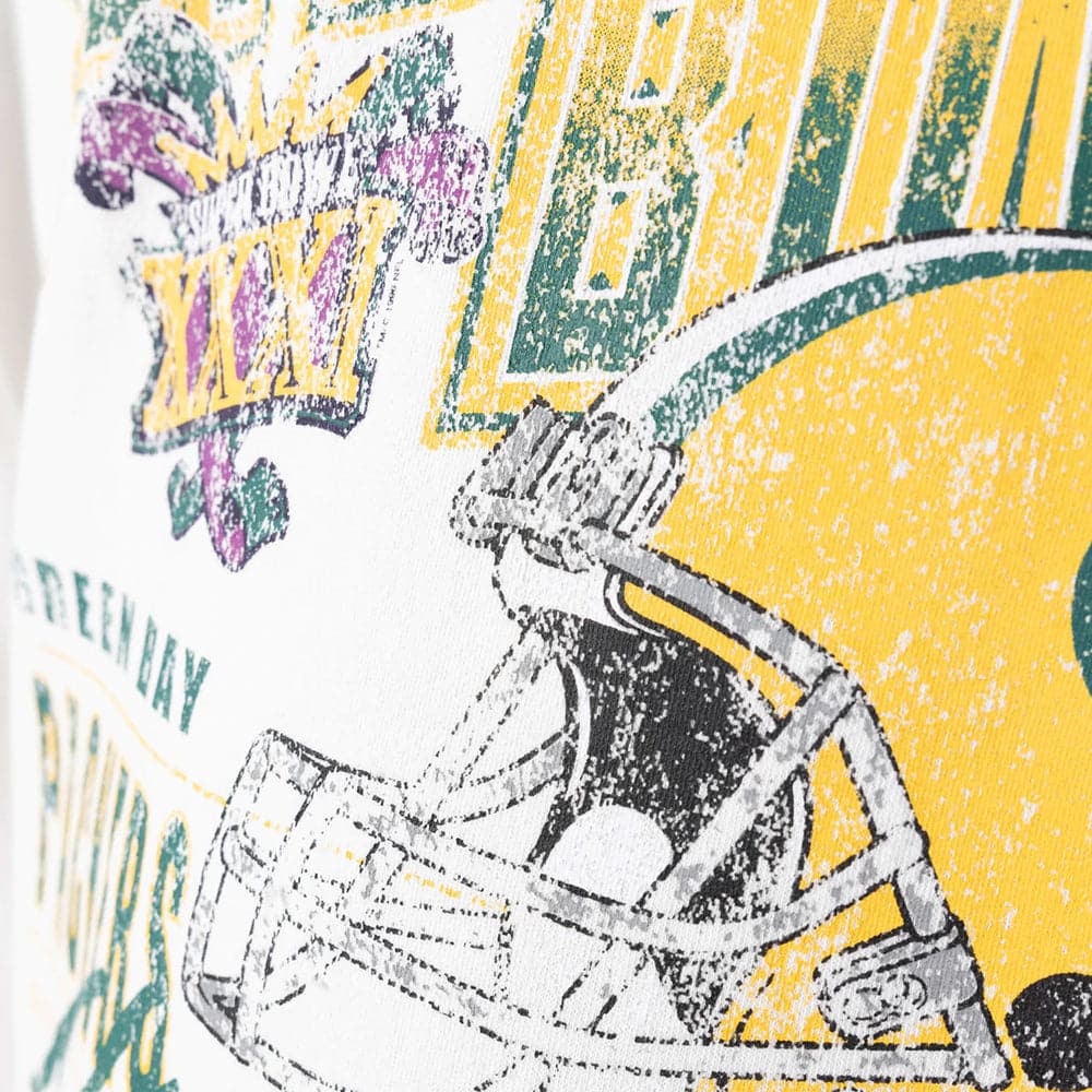 Mitchell And Ness Jumpers Green Bay Packers Mitchell & Ness NFL XXXI Champs Vintage Crew Jumper - White