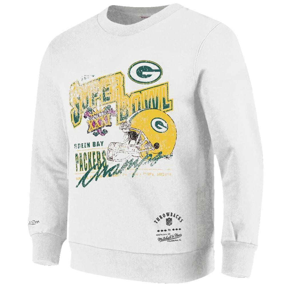 Mitchell And Ness Jumpers Green Bay Packers Mitchell & Ness NFL XXXI Champs Vintage Crew Jumper - White