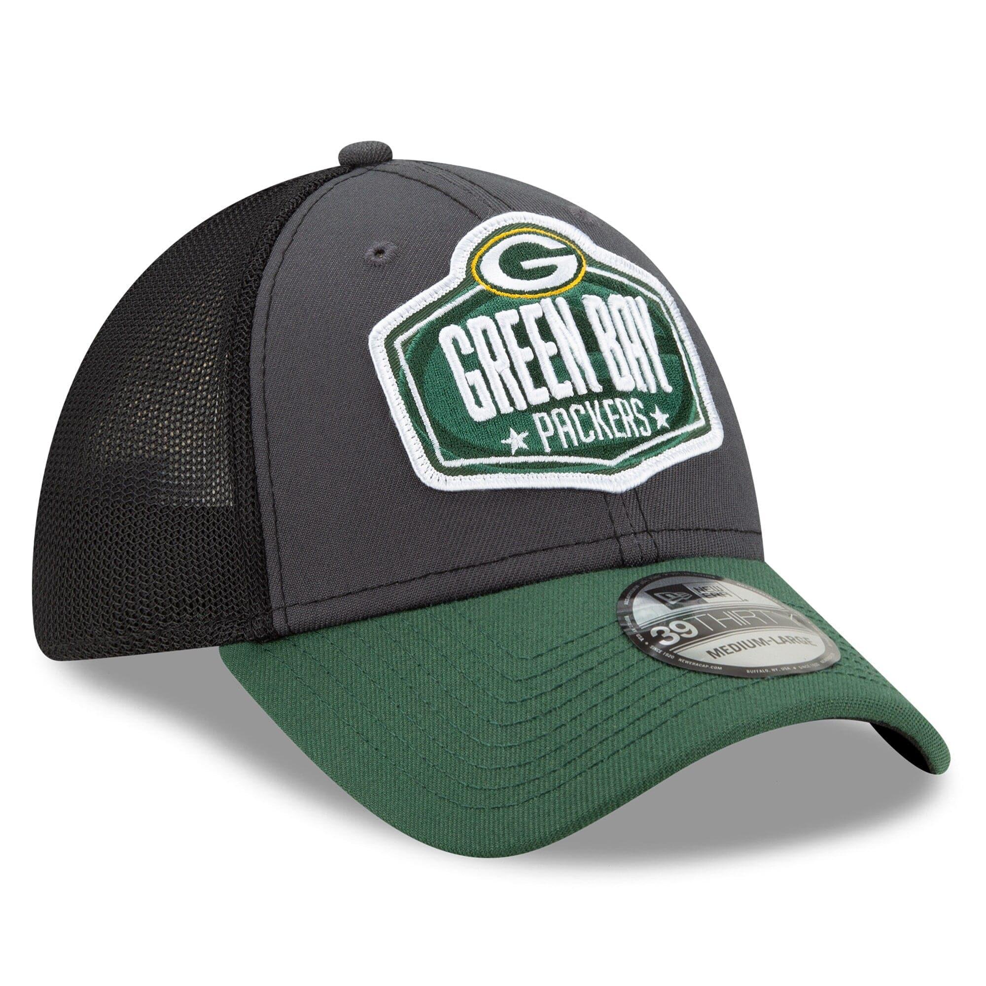 New Era Caps Green Bay Packers New Era 2021 NFL Draft 39THIRTY Flex Fit Curve Hat - Graphite
