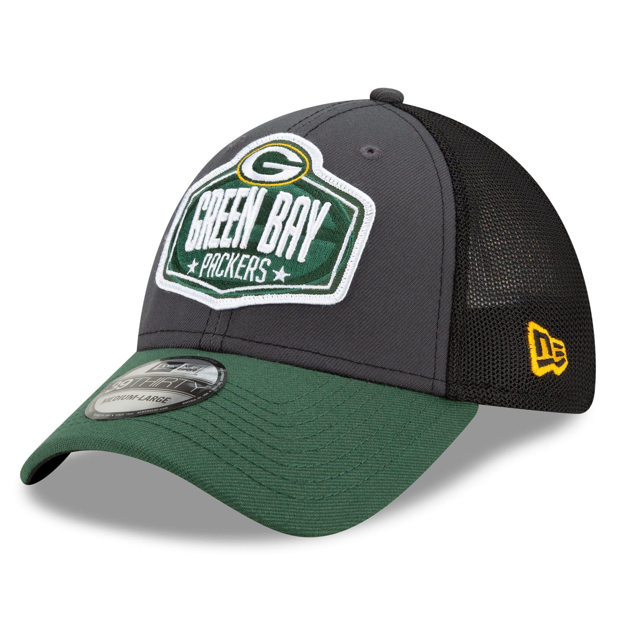 New Era Caps Green Bay Packers New Era 2021 NFL Draft 39THIRTY Flex Fit Curve Hat - Graphite