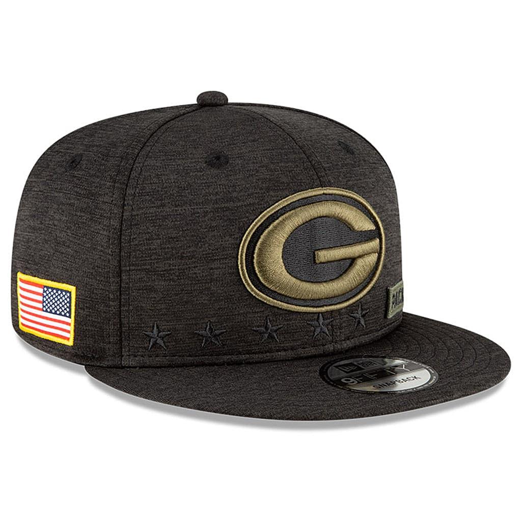 New Era Caps Green Bay Packers New Era NFL 2020 Salute To Service 9FIFTY Snapback Hat - Black