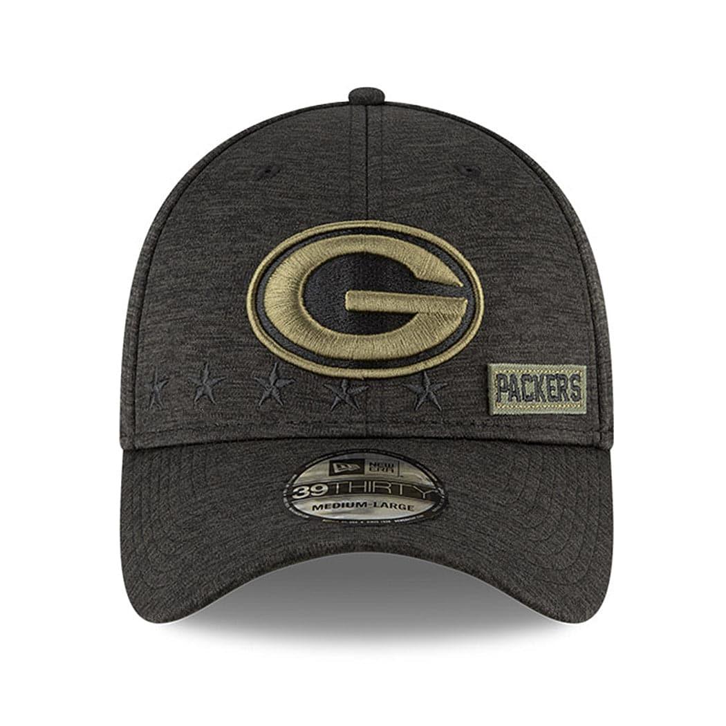 New Era Caps Green Bay Packers New Era NFL 2020 Sideline 39THIRTY Flex Fit Curve Hat - Black