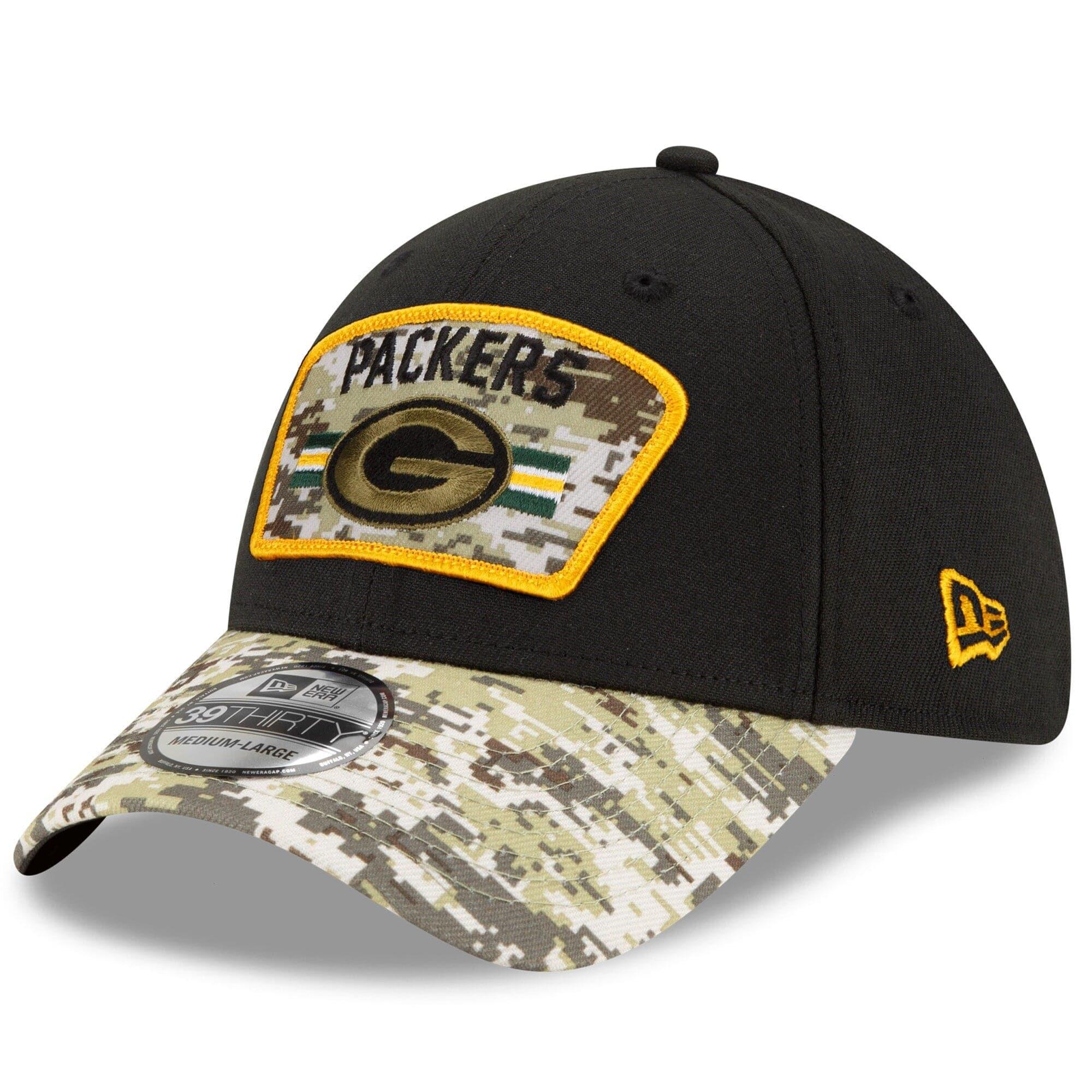New Era Caps Green Bay Packers New Era NFL 2021 Salute To Service 39THIRTY Flex Fit Hat - Black