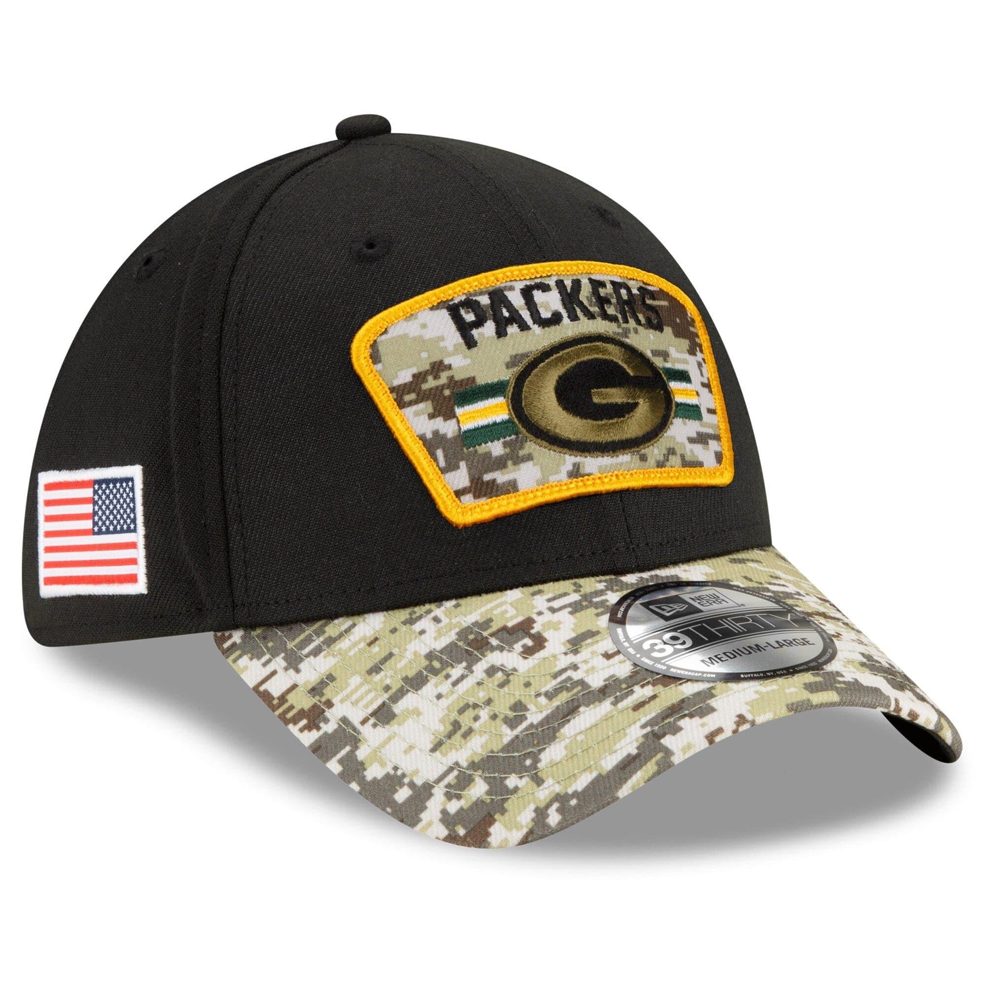New Era Caps Green Bay Packers New Era NFL 2021 Salute To Service 39THIRTY Flex Fit Hat - Black
