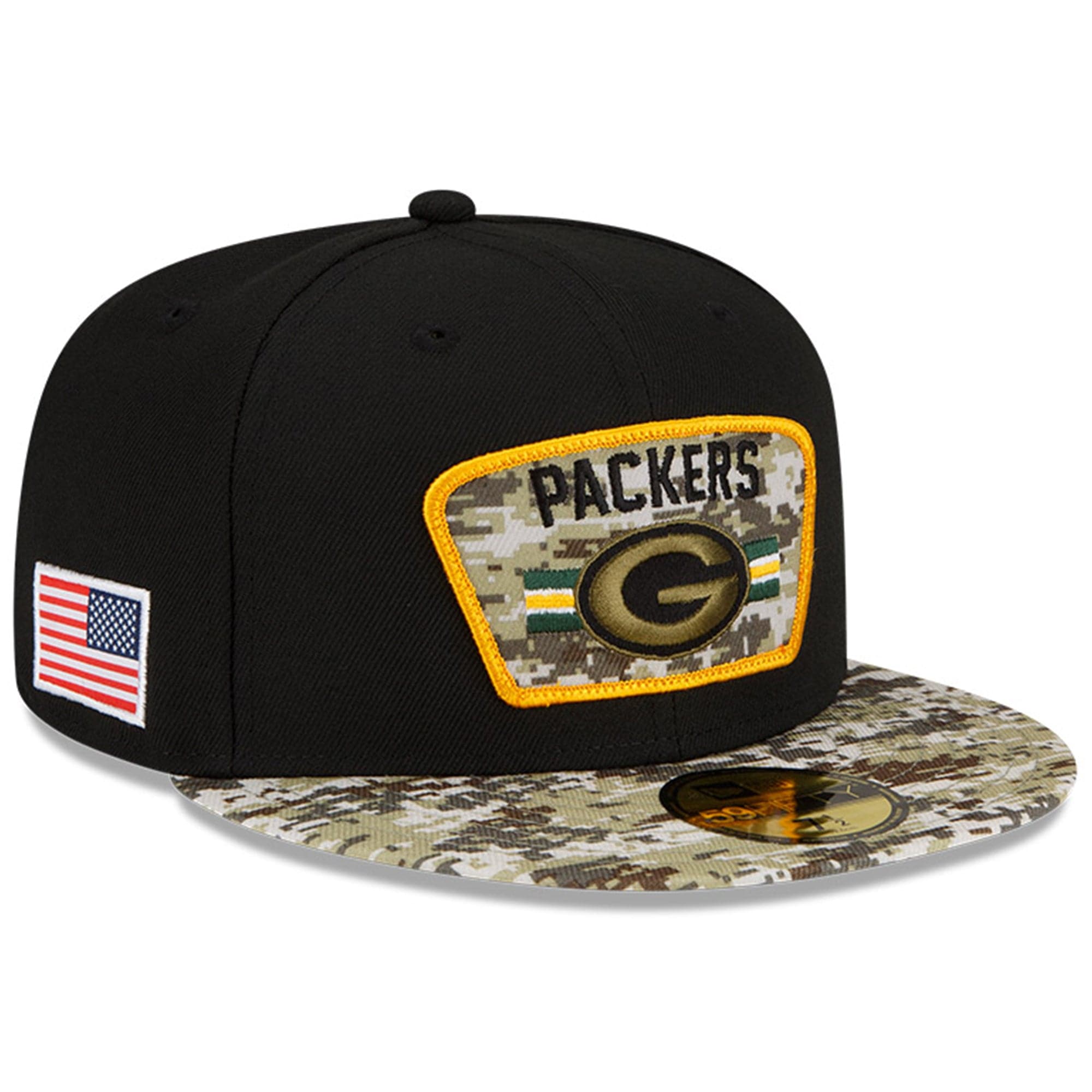 New Era Caps Green Bay Packers New Era NFL 2021 Salute To Service 59FIFTY Fitted Hat - Black