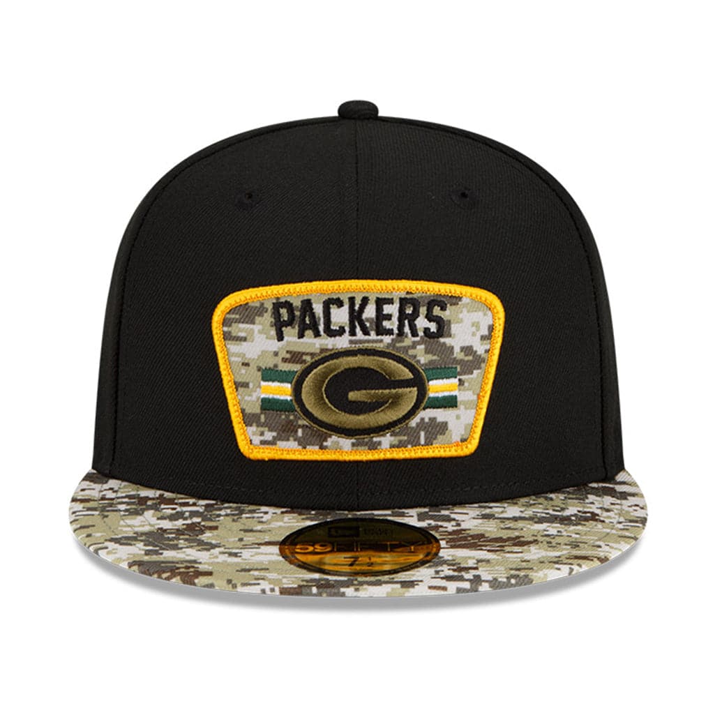 New Era Caps Green Bay Packers New Era NFL 2021 Salute To Service 59FIFTY Fitted Hat - Black