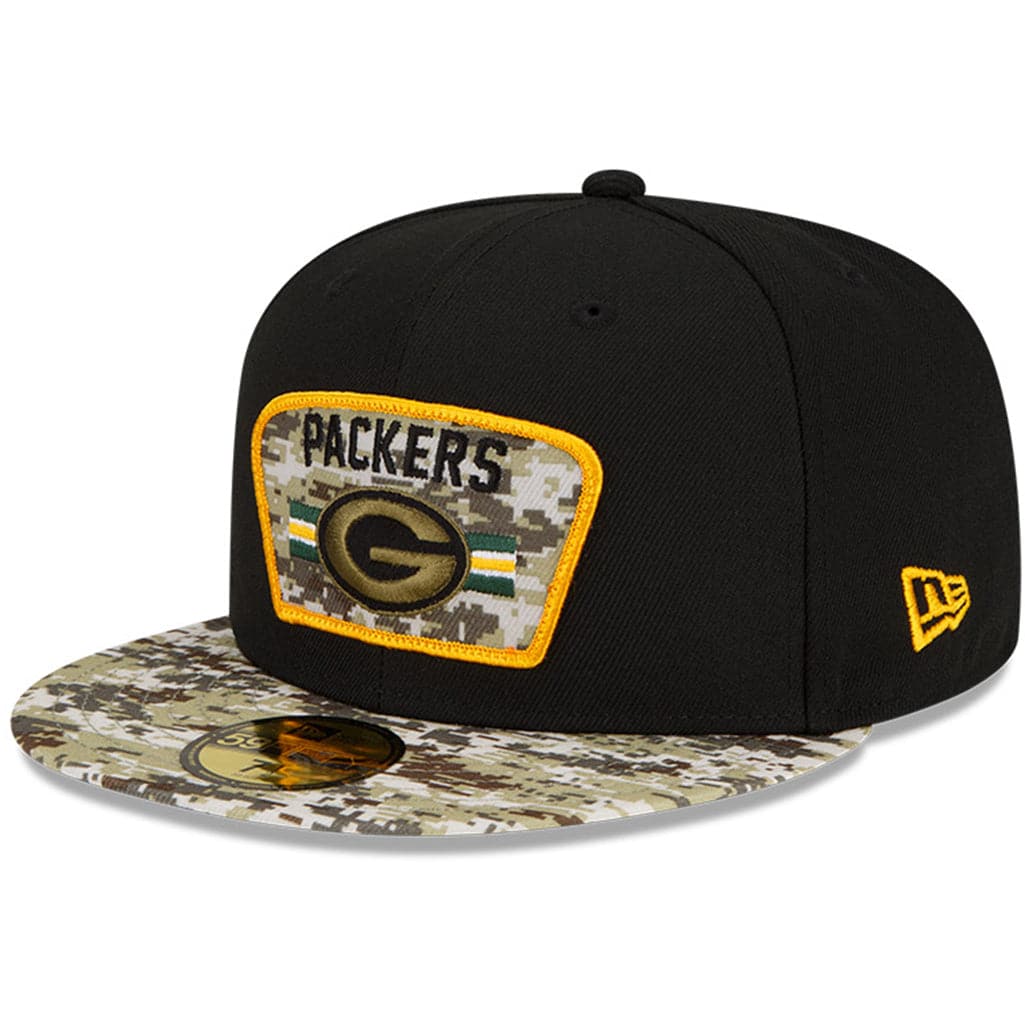 New Era Caps Green Bay Packers New Era NFL 2021 Salute To Service 59FIFTY Fitted Hat - Black