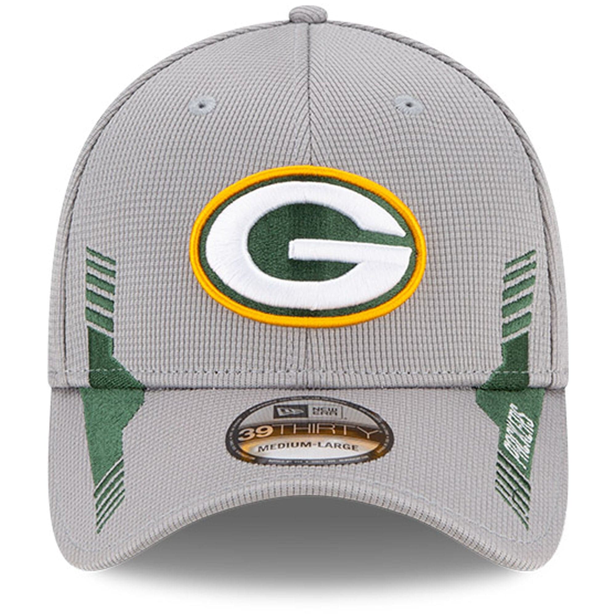 New Era Caps Green Bay Packers New Era NFL 2021 Sideline Home 39THIRTY Flex Fit Hat - Grey