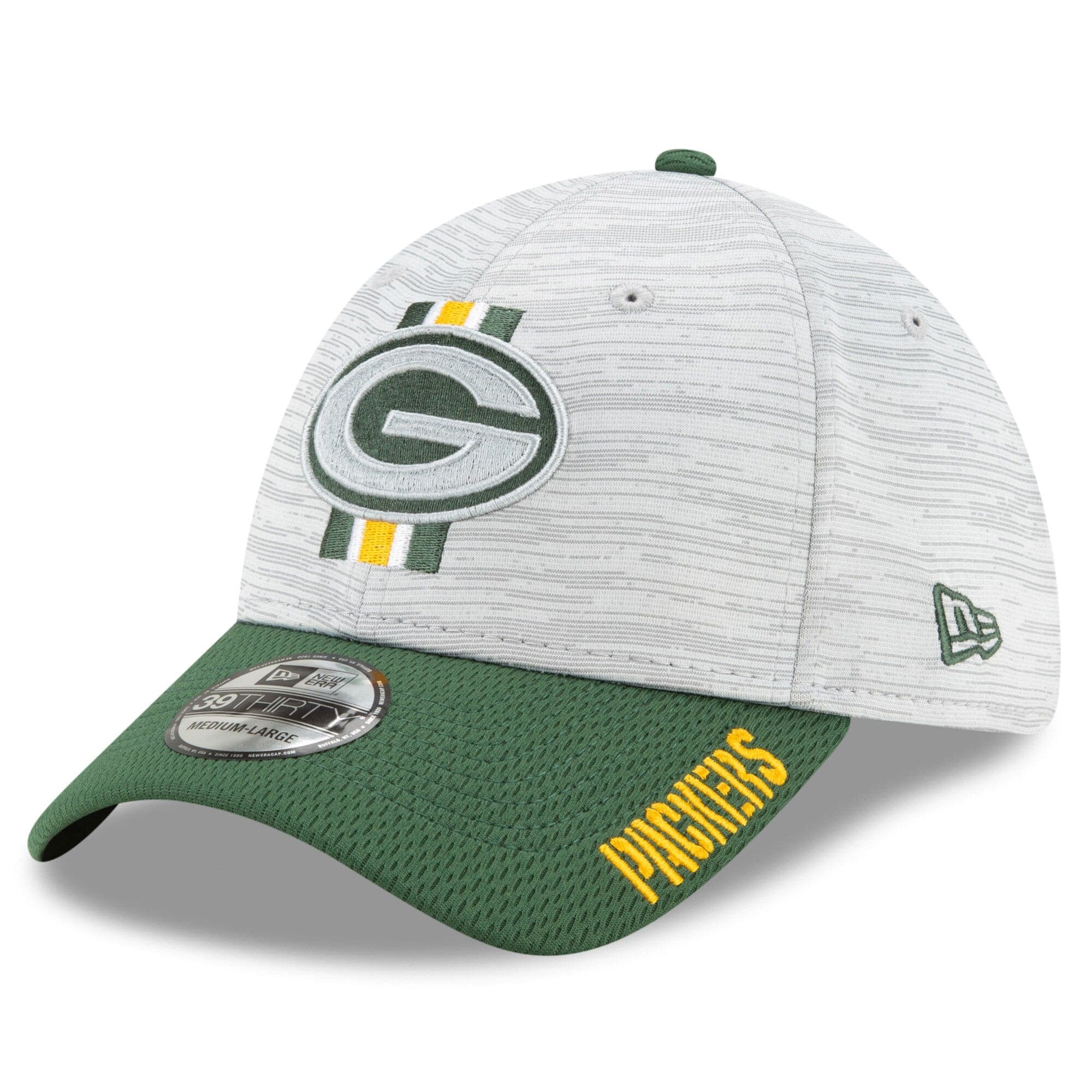 New Era Caps Green Bay Packers New Era NFL 2021 Training Camp 39THIRTY Flex Fit Curve Hat - Grey