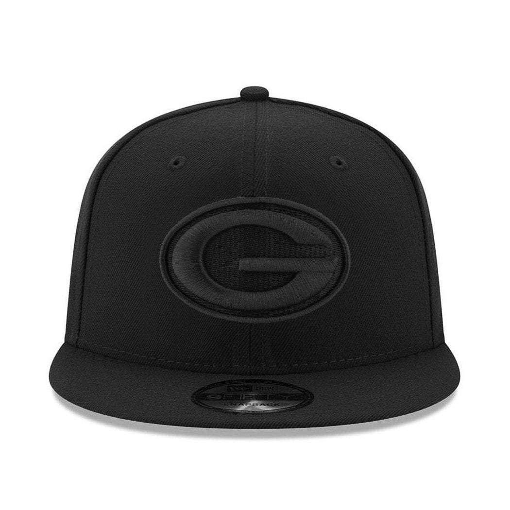 New Era Caps Green Bay Packers New Era NFL Black On Black 9FIFTY Snapback Hat