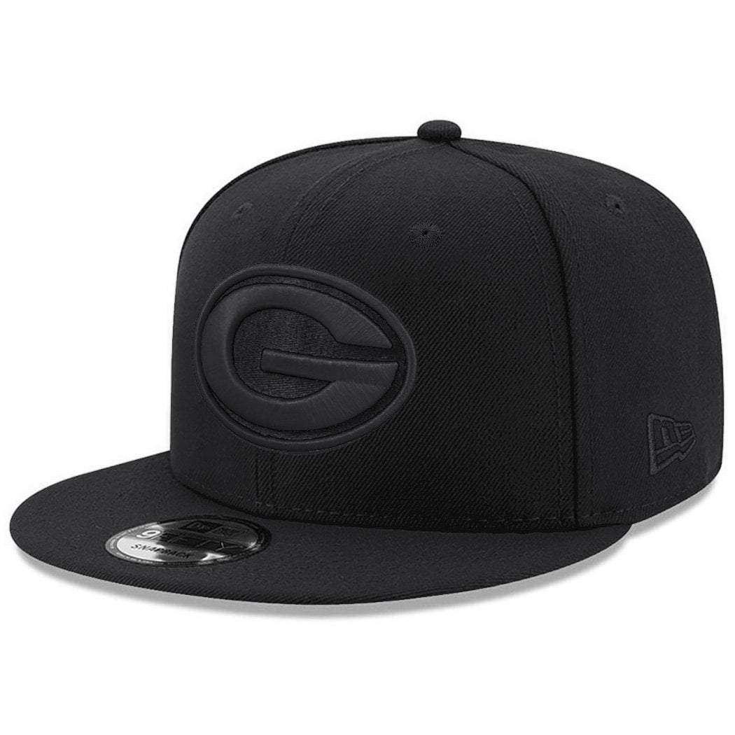 New Era Caps Green Bay Packers New Era NFL Black On Black 9FIFTY Snapback Hat