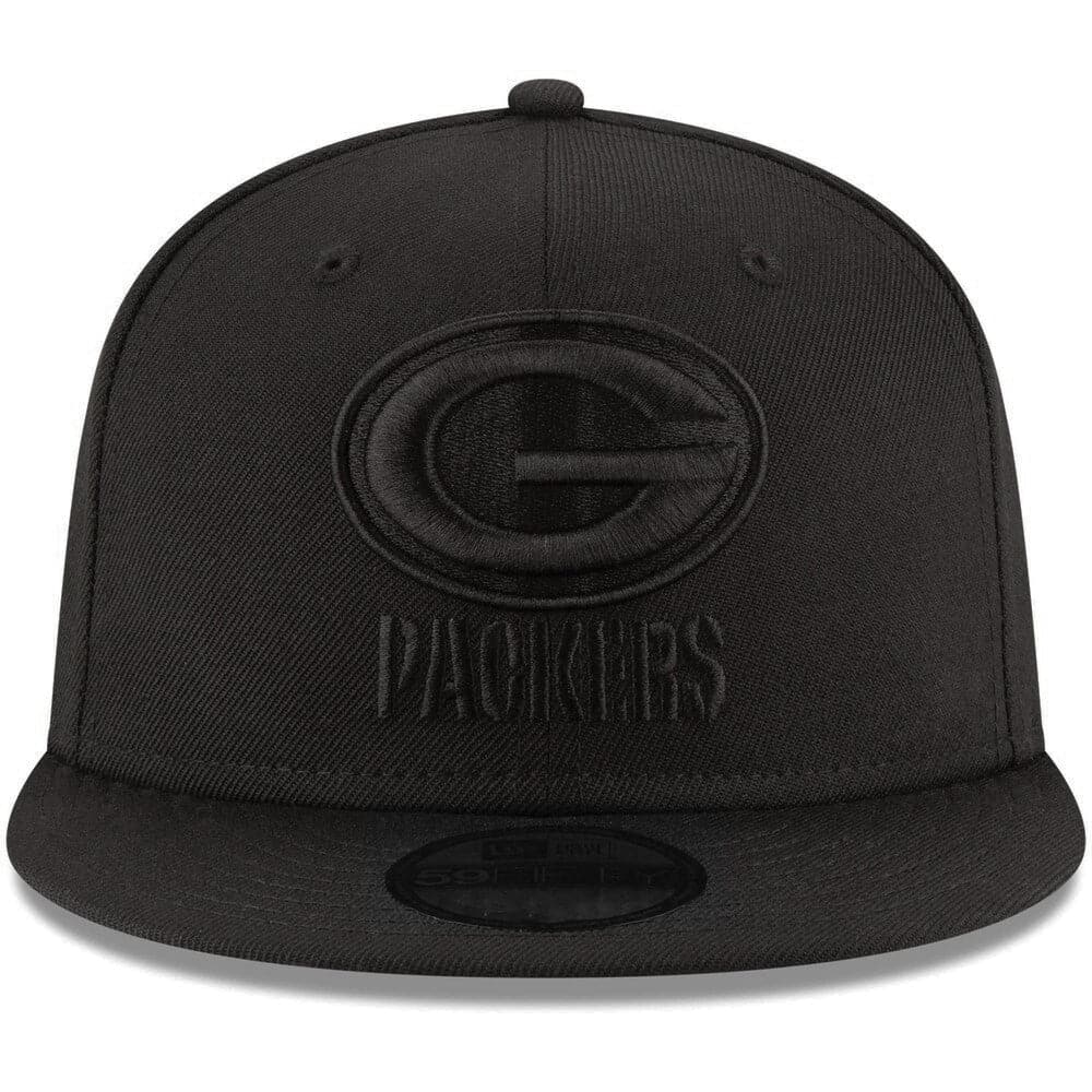 New Era Caps Green Bay Packers New Era NFL Black On Black 9FIFTY Snapback Hat - Black