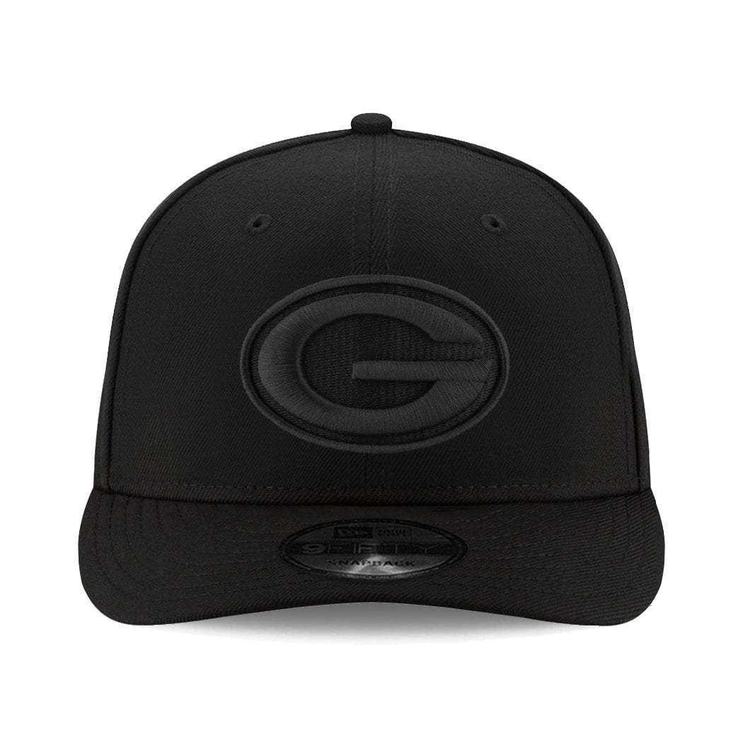 New Era Caps Green Bay Packers New Era NFL Black On Black Pre-Curved 9FIFTY Snapback Hat