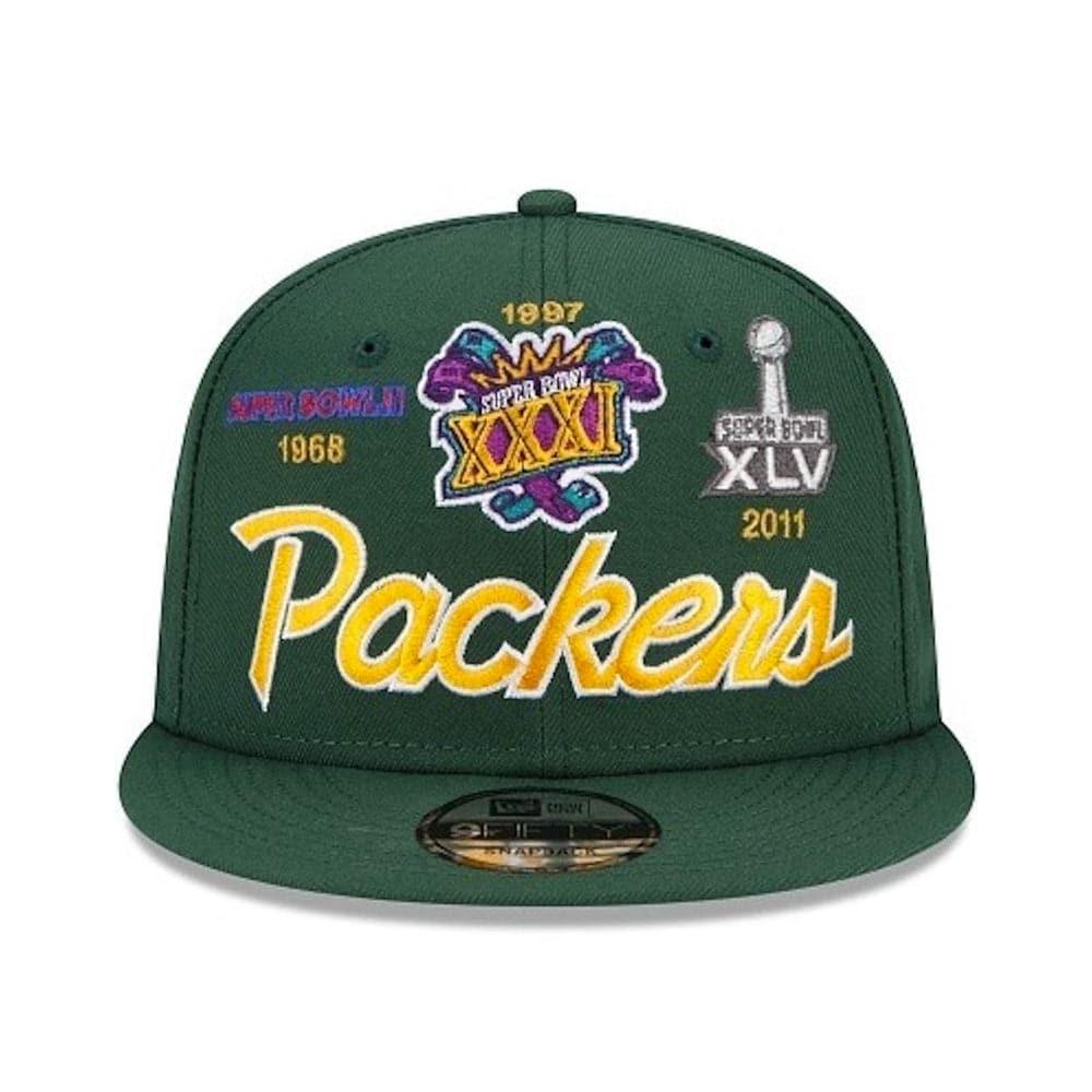 New Era Caps Green Bay Packers New Era NFL Champs Script 9FIFTY Snapback Hat - Green