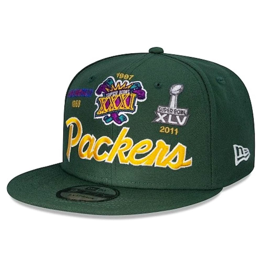 New Era Caps Green Bay Packers New Era NFL Champs Script 9FIFTY Snapback Hat - Green