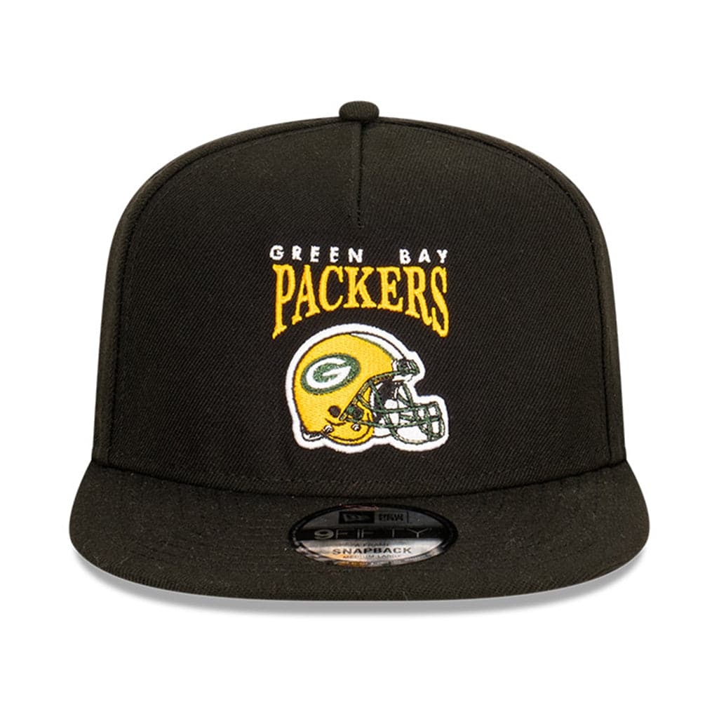 New Era Caps Green Bay Packers New Era NFL Helmet Arch 9FIFTY A-Frame Snapback Hat - Black