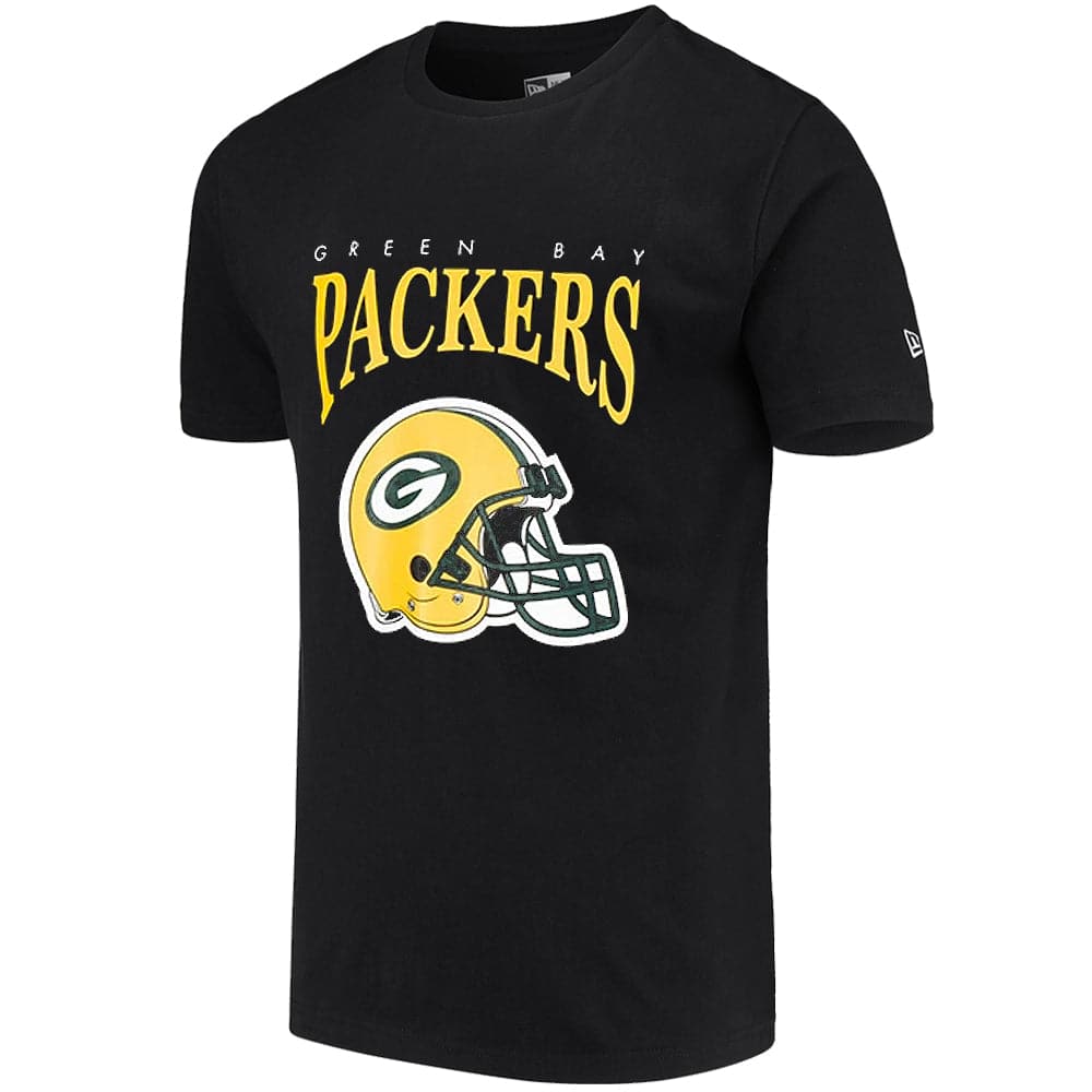 New Era T-Shirts Green Bay Packers New Era NFL Helmet Arch T-Shirt - Black