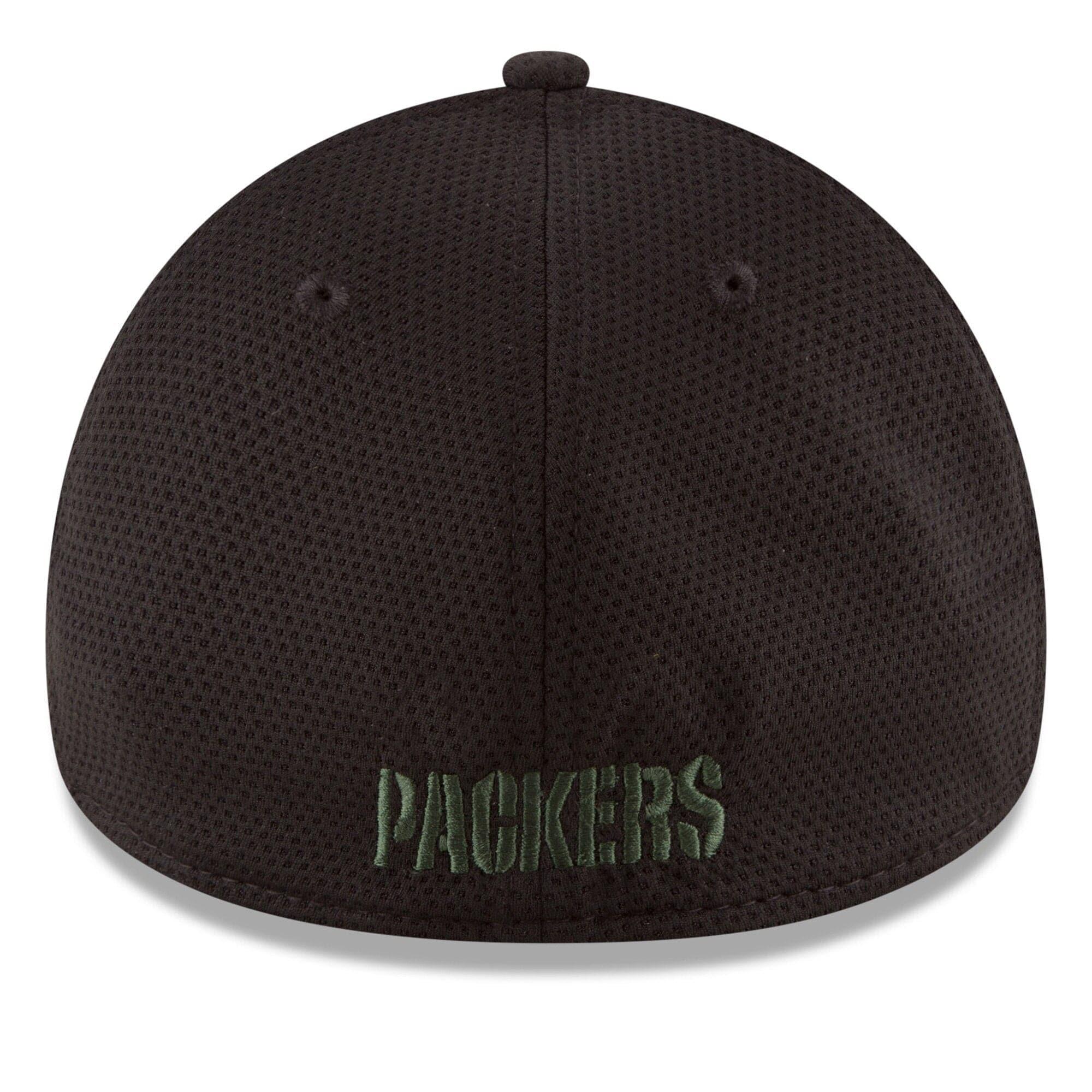 New Era Caps Green Bay Packers New Era NFL Tone Tech Redux 39THIRTY Curve Stretch-Fit Hat - Black