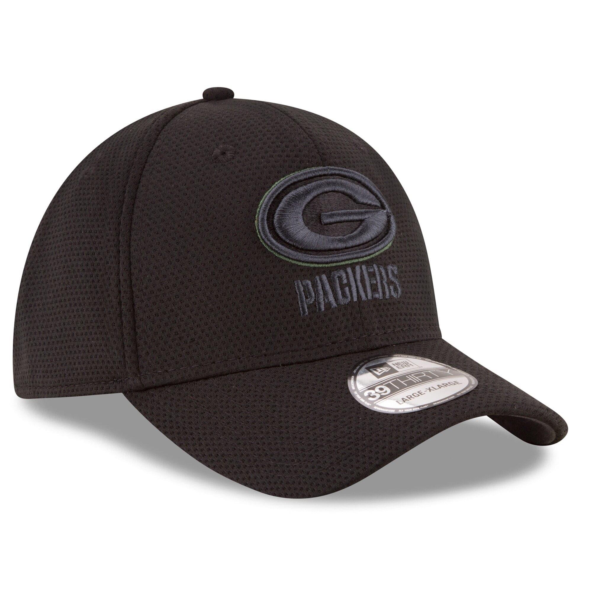 New Era Caps Green Bay Packers New Era NFL Tone Tech Redux 39THIRTY Curve Stretch-Fit Hat - Black
