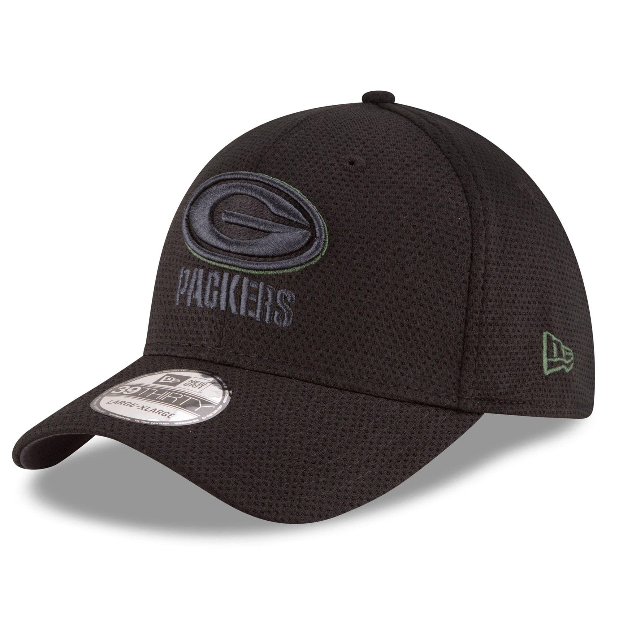 New Era Caps Green Bay Packers New Era NFL Tone Tech Redux 39THIRTY Curve Stretch-Fit Hat - Black