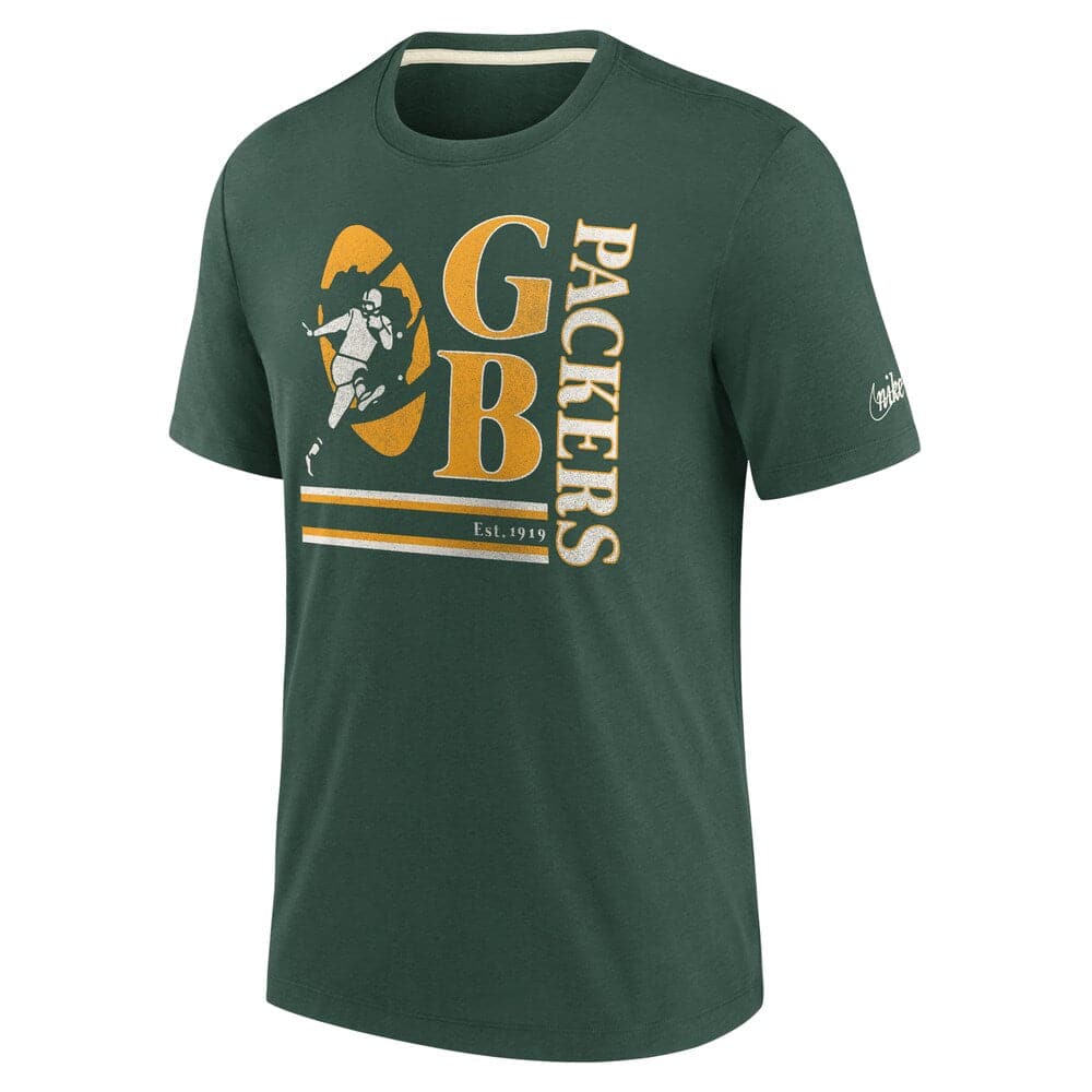 Nike T-Shirts Green Bay Packers Nike NFL Historic Logo Tri-Blend T-Shirt - Green