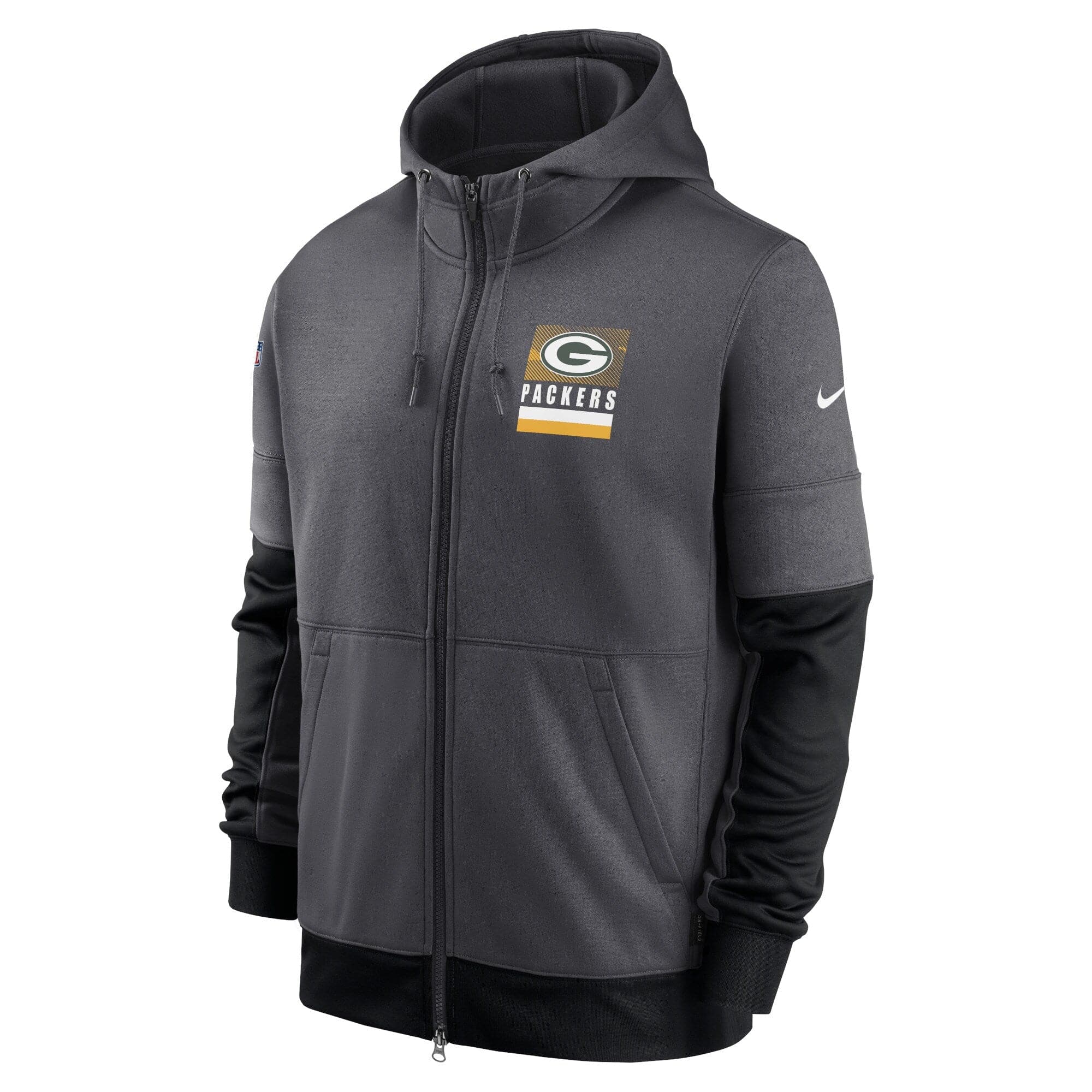 Nike Jumpers Green Bay Packers Nike NFL Lockup Therma Zip Hoodie Jumper - Anthracite
