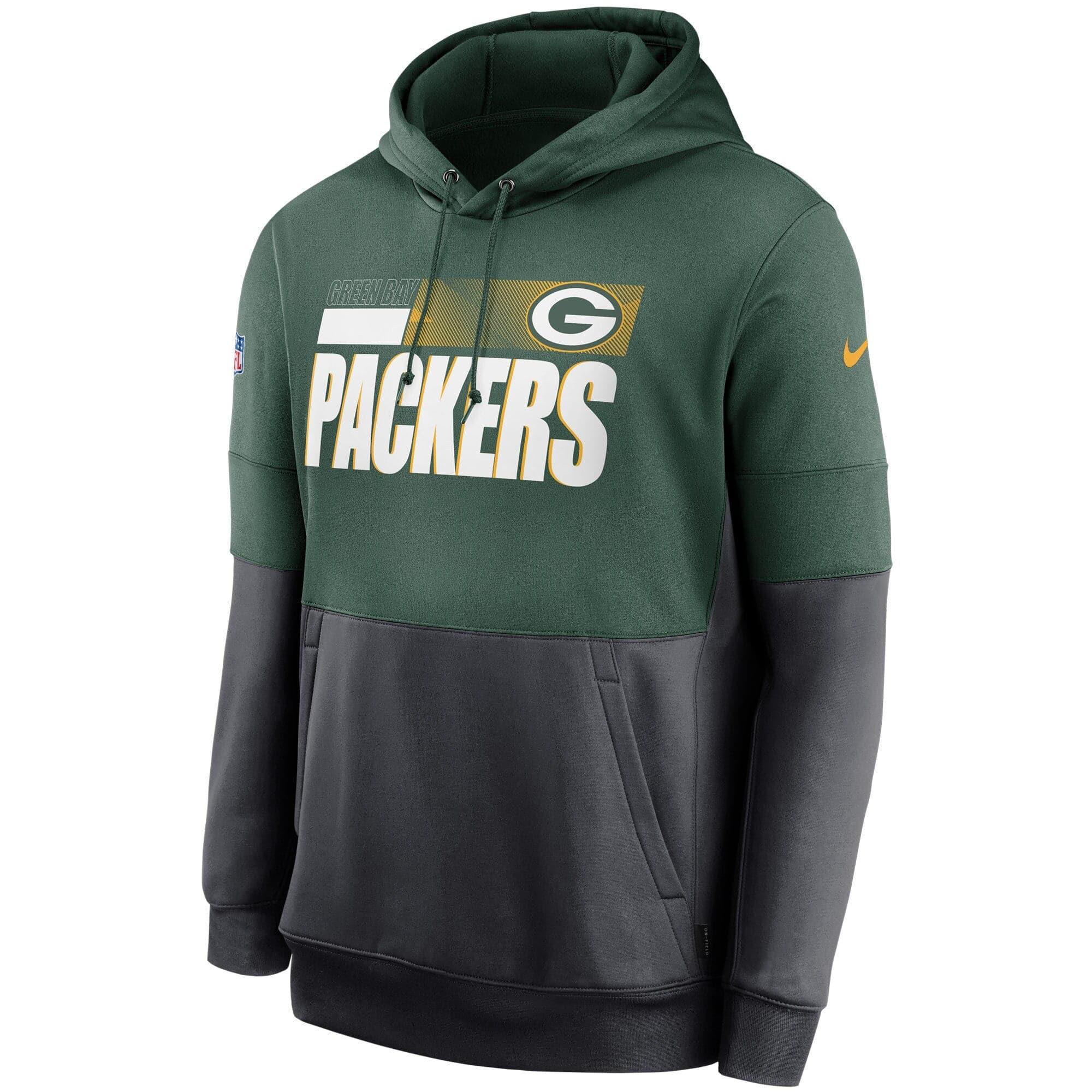 Nike Jumpers Green Bay Packers Nike NFL TN Lockup Therma Hoodie Jumper - Green/Black