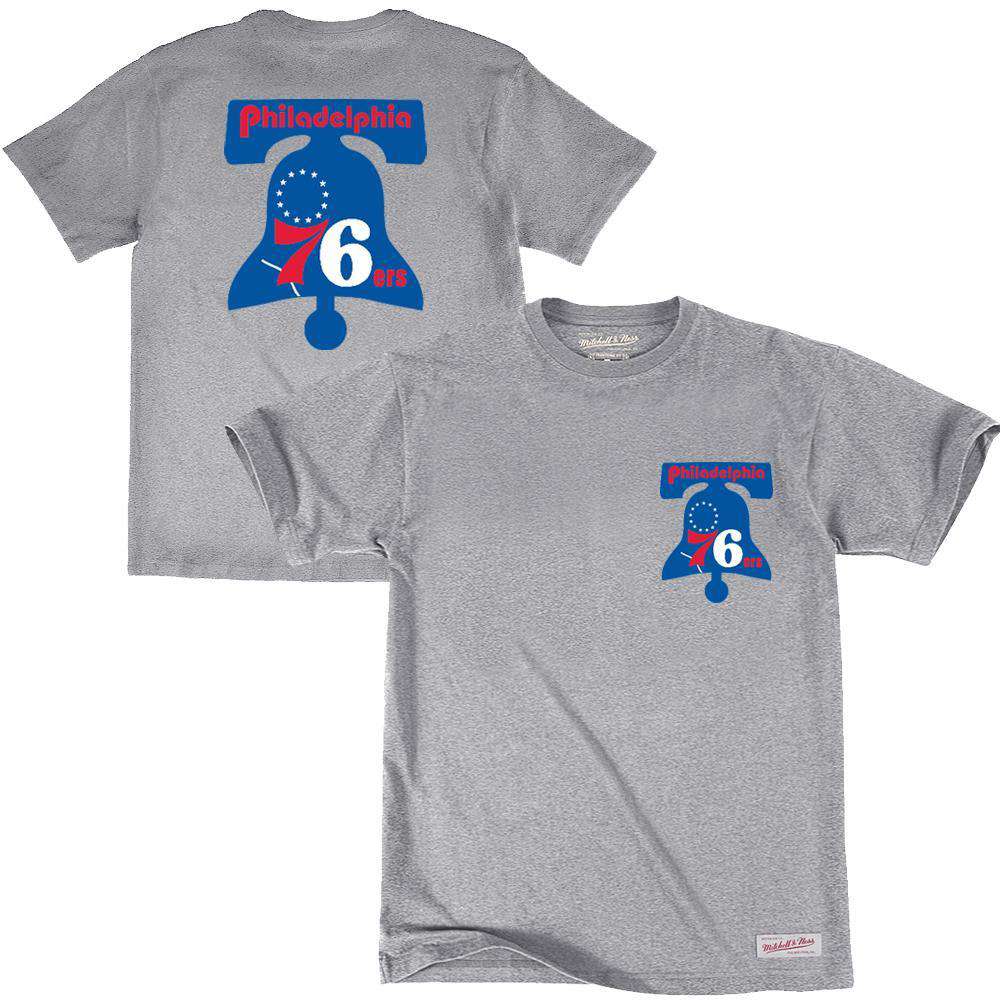 Philadelphia 76ers Mitchell & Ness NBA Retro Repeat T-Shirt - Grey Marle