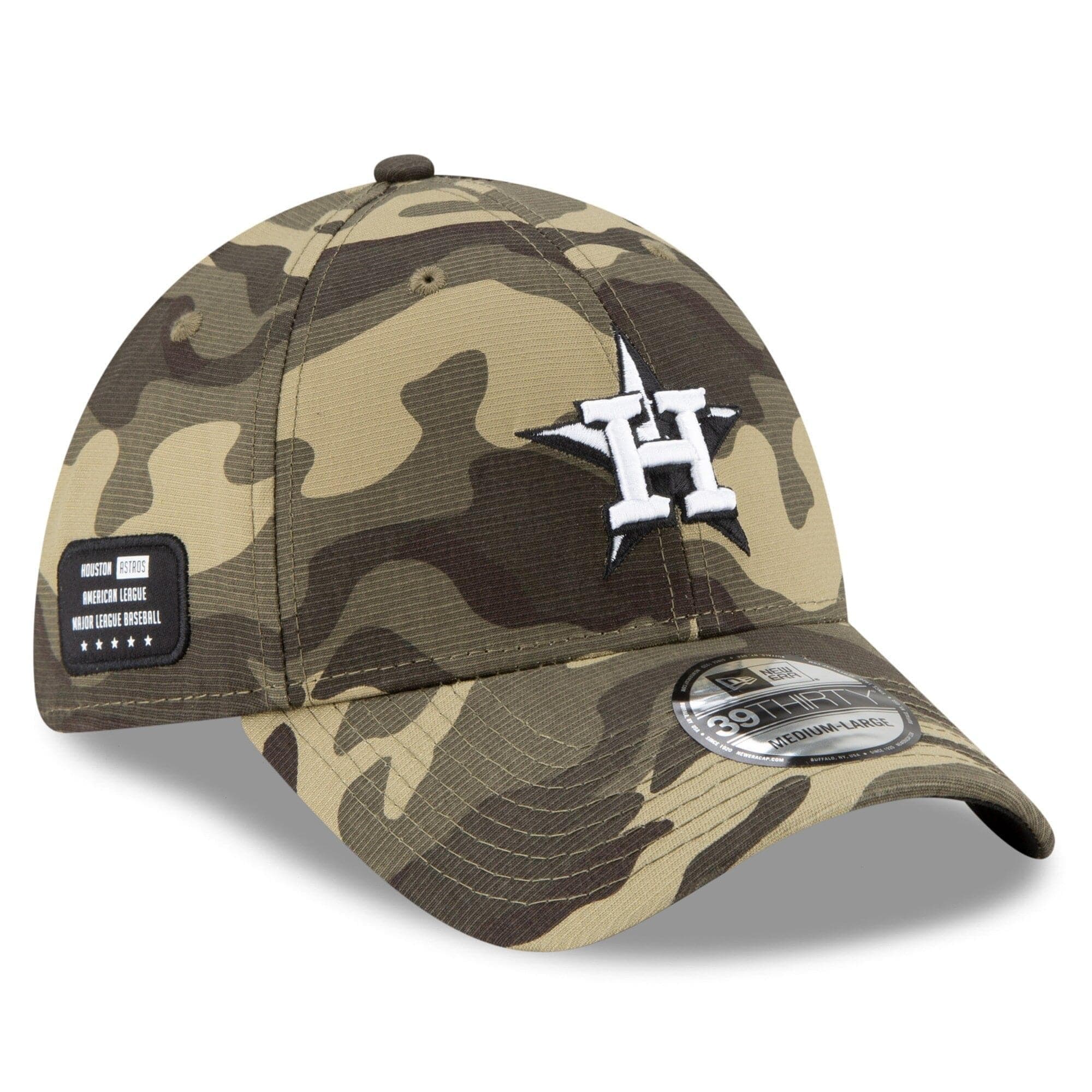 New Era Caps Houston Astros New Era MLB 2021 Armed Forces 39THIRTY Flex Fit Curve Hat - Camo