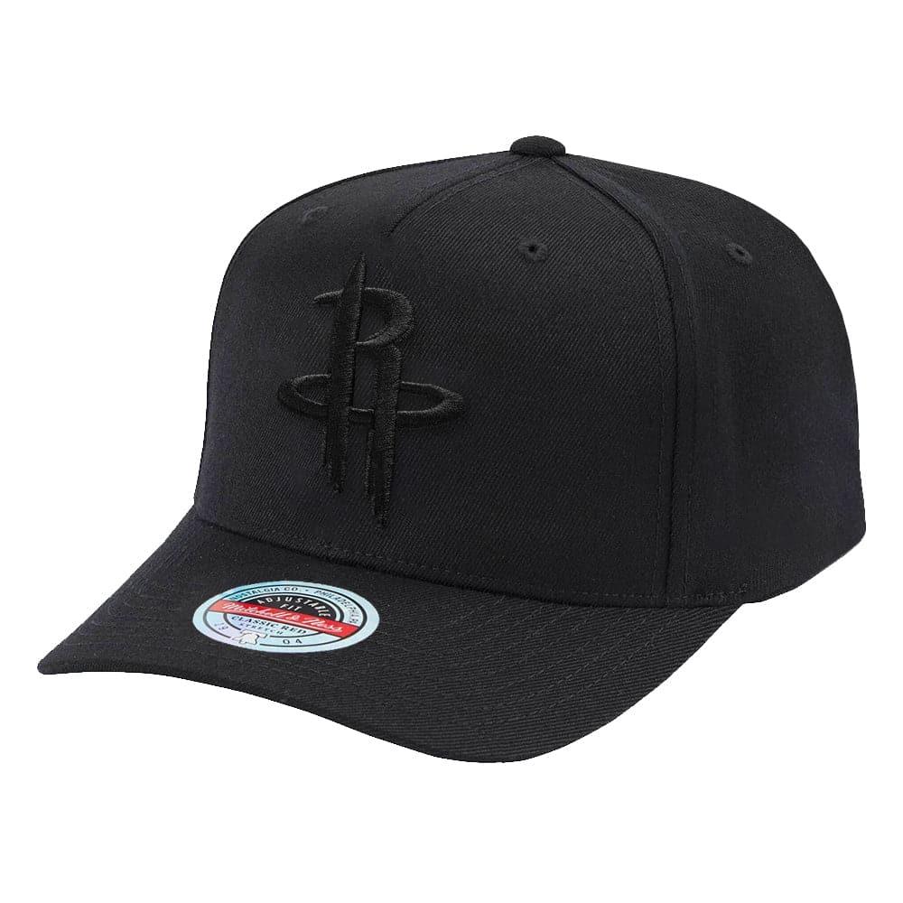 Mitchell And Ness Caps Houston Rockets Mitchell & Ness NBA Black On Black Classic Red Snapback Hat