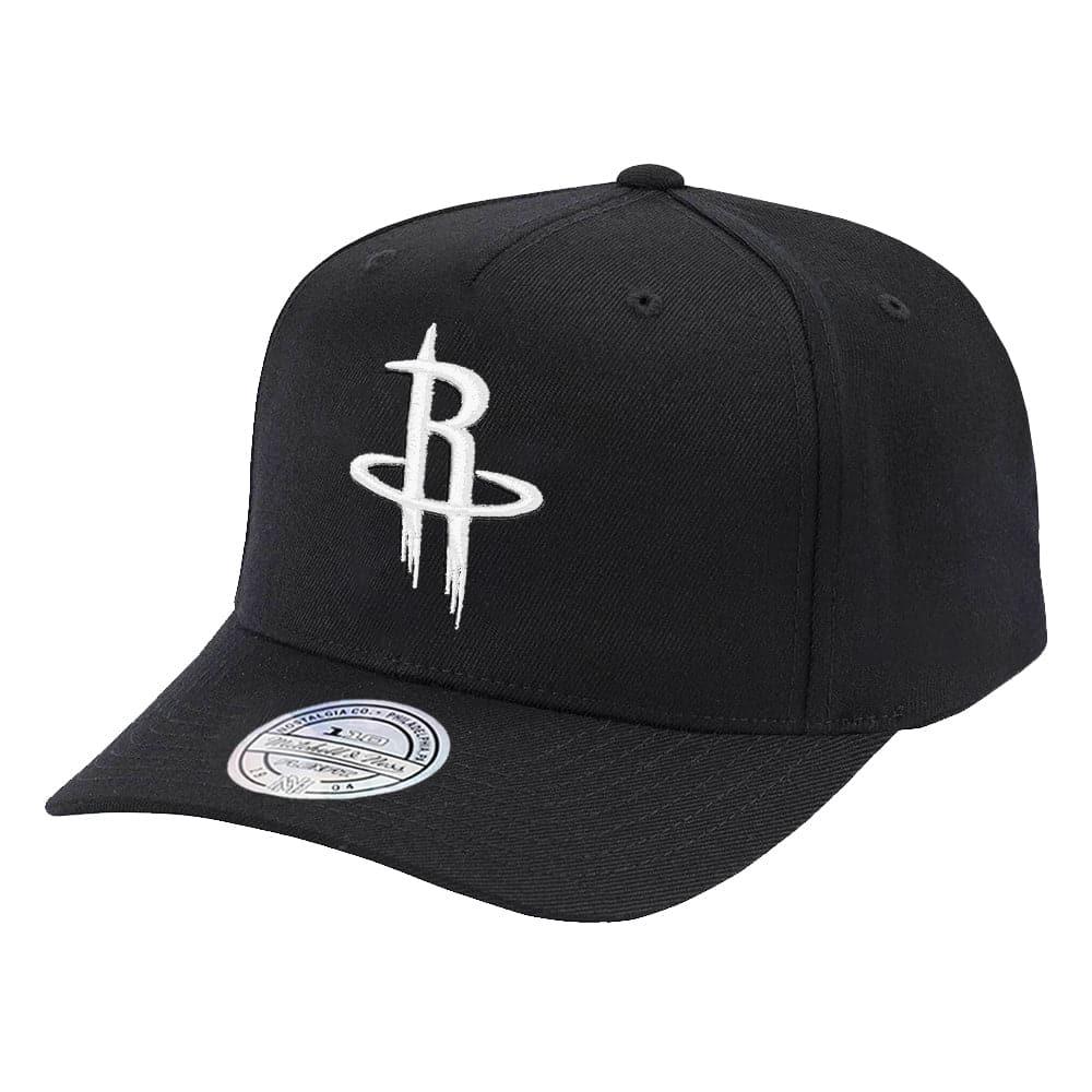 Mitchell And Ness Caps Houston Rockets Mitchell & Ness NBA Black & White 110 Curve Snapback Hat