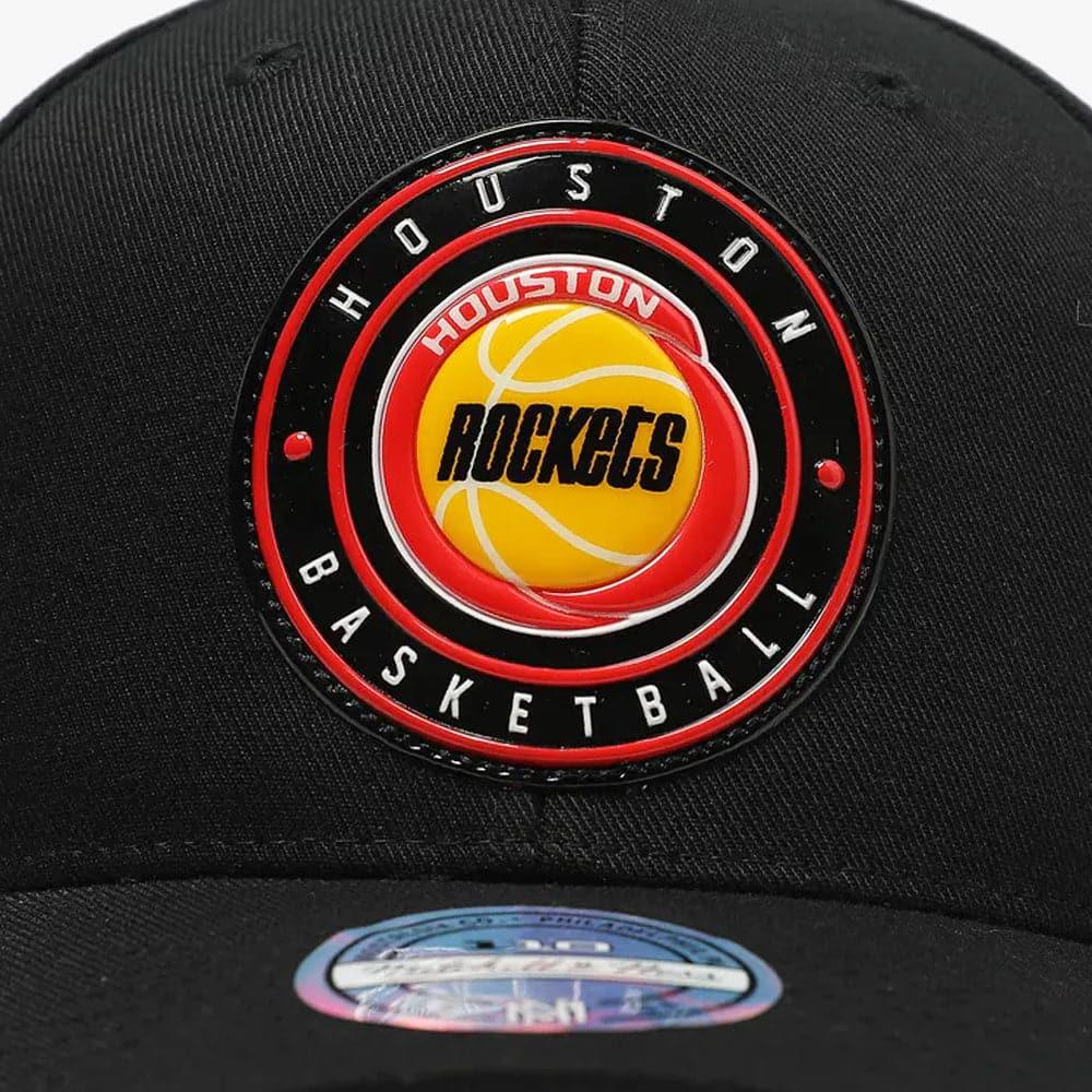 Mitchell And Ness Caps Houston Rockets Mitchell & Ness NBA Circle Weald 110 Curved Snapback Hat - Black