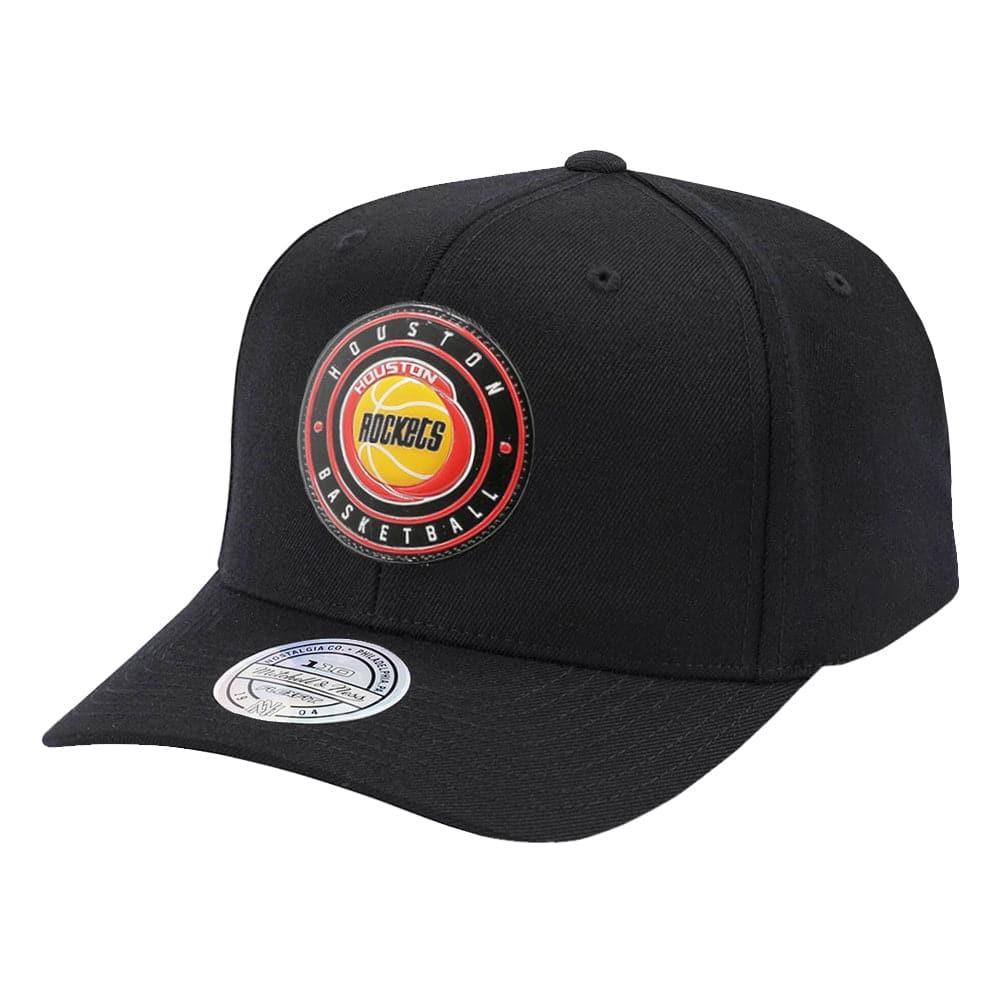 Mitchell And Ness Caps Houston Rockets Mitchell & Ness NBA Circle Weald 110 Curved Snapback Hat - Black