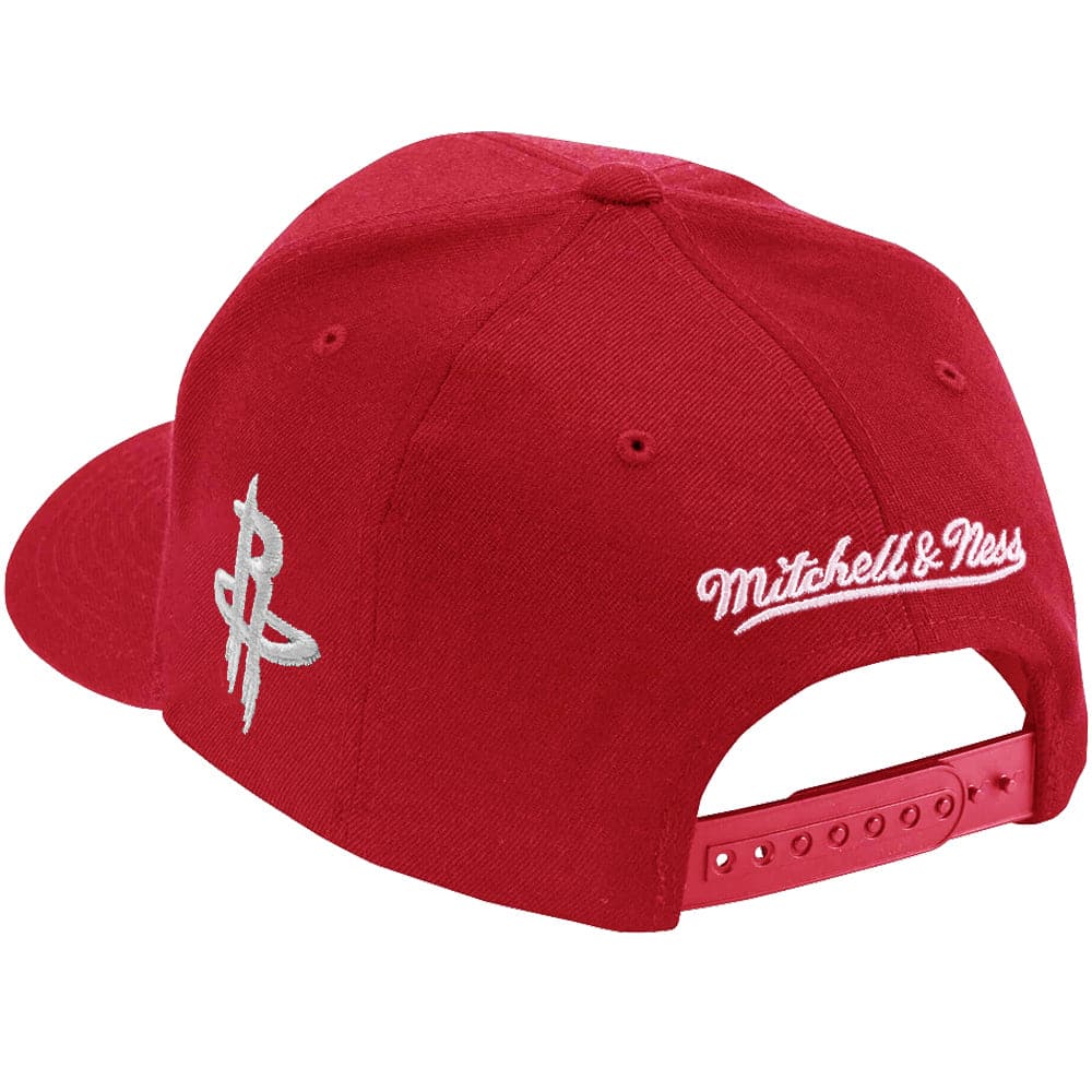Mitchell And Ness Caps Houston Rockets Mitchell & Ness NBA Iconic Classic Red Curve Snapback Hat - Red
