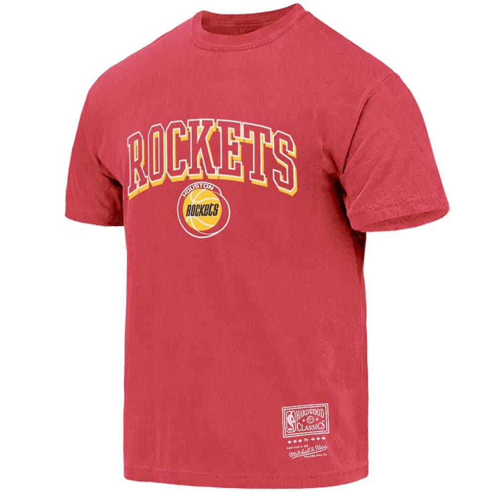 Mitchell And Ness T-Shirts Houston Rockets Mitchell & Ness NBA Keyline Vintage T-Shirt - Faded Red