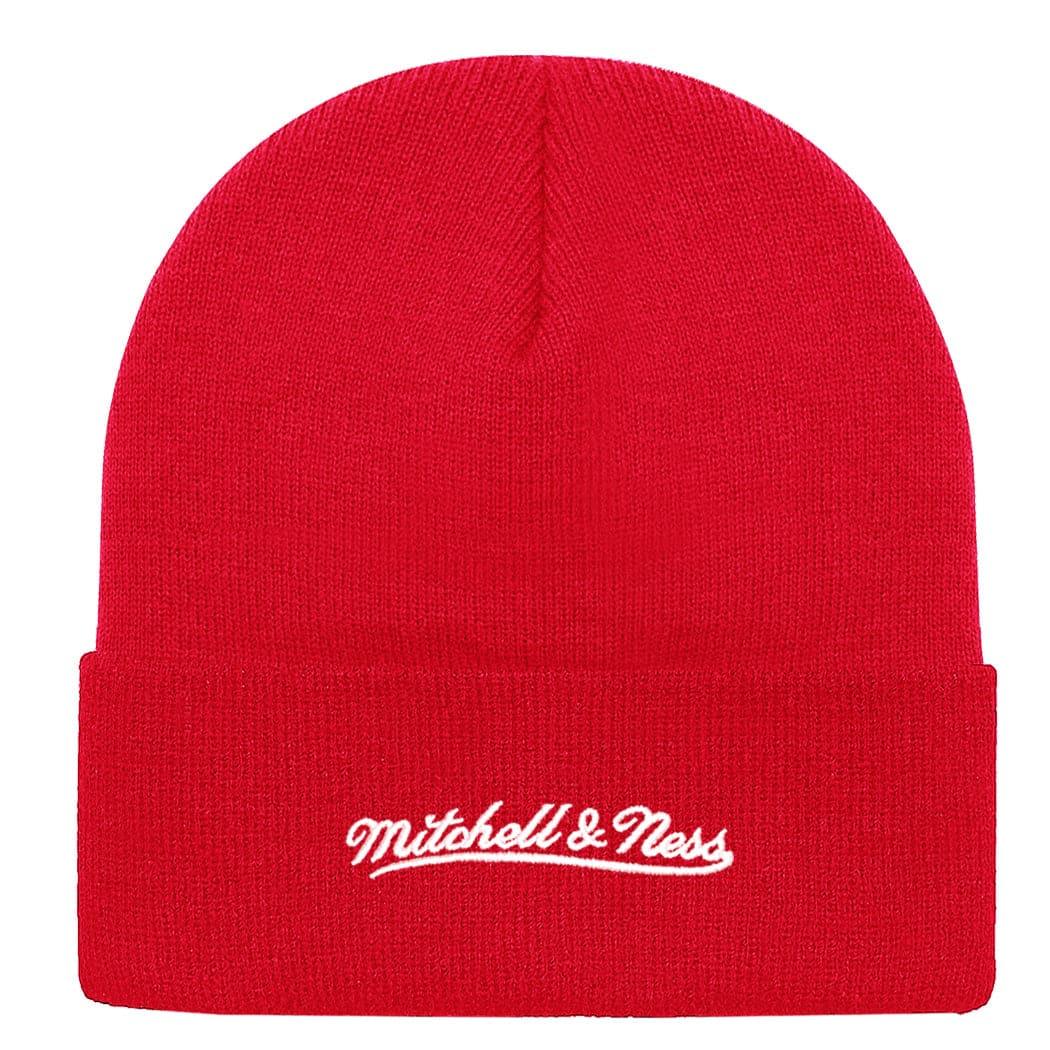 Mitchell And Ness Beanies Houston Rockets Mitchell & Ness NBA Script Cuff Knit Beanie - Red