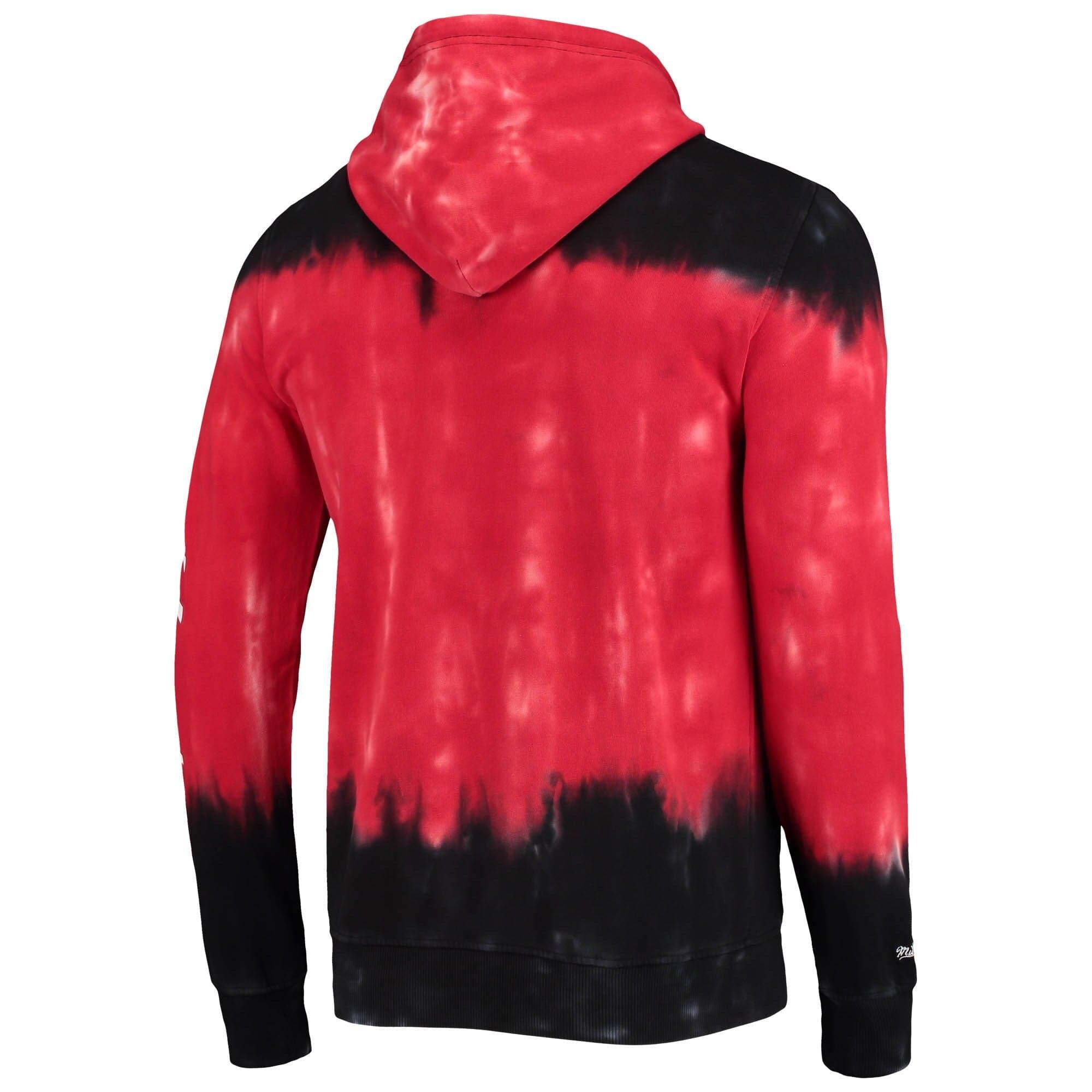 Mitchell And Ness Jumpers Houston Rockets Mitchell & Ness NBA Tie Dye Premium Hoodie Jumper - Red