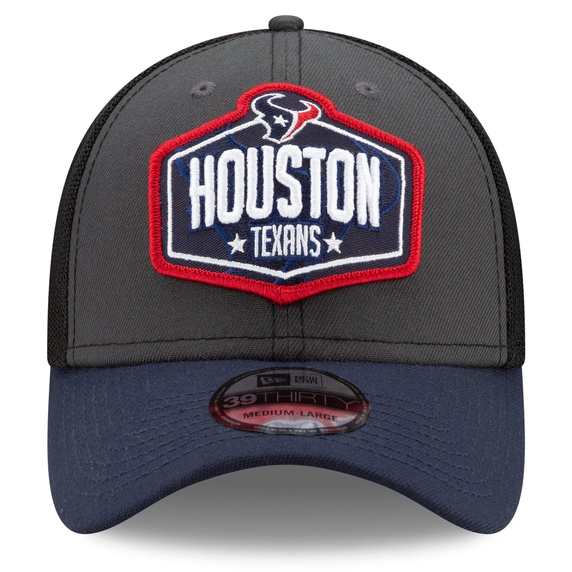 New Era Caps Houston Texans New Era 2021 NFL Draft 39THIRTY Flex Fit Curve Hat - Graphite